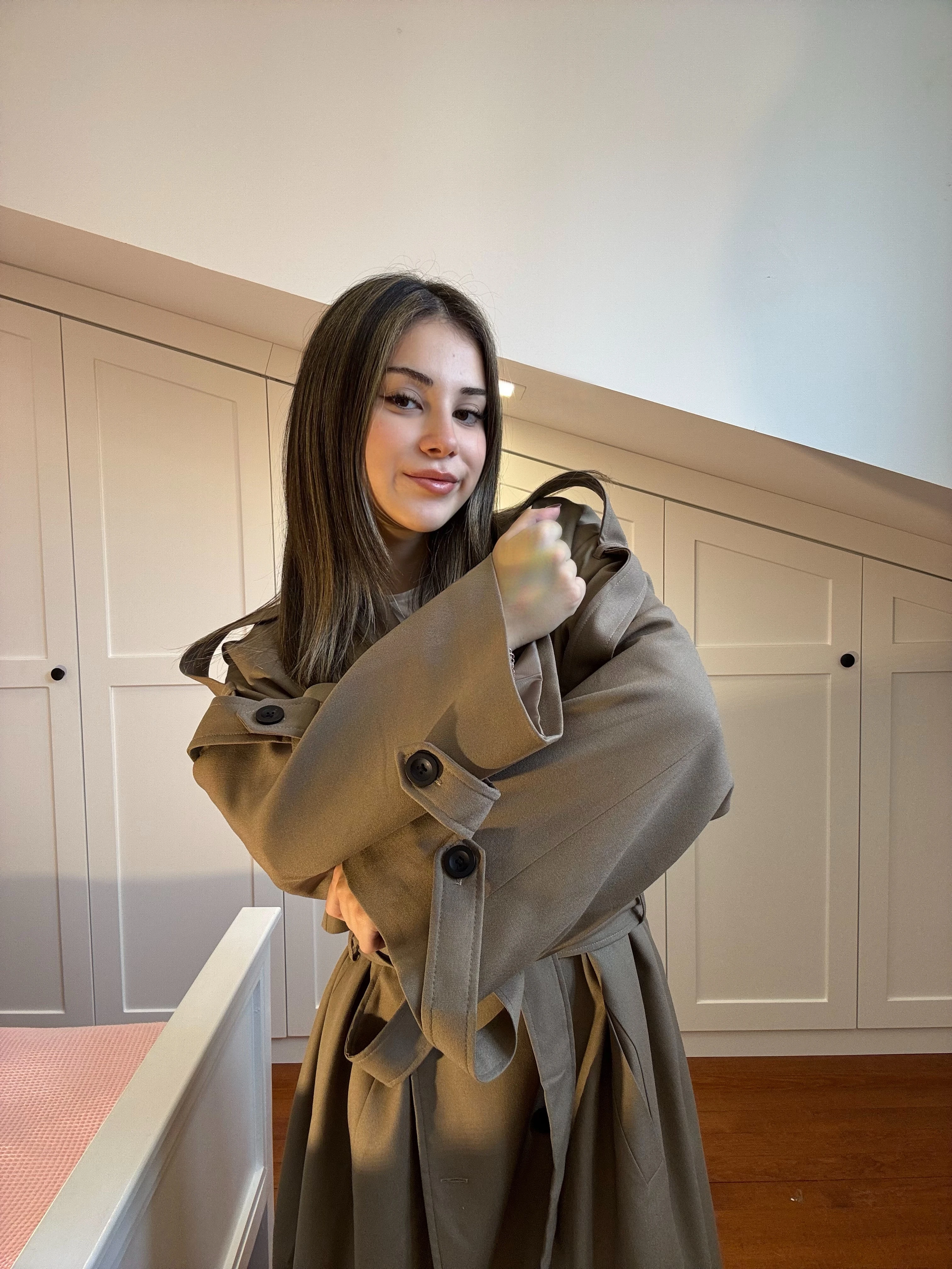 Premium Haki Kuşaklı Trençkot