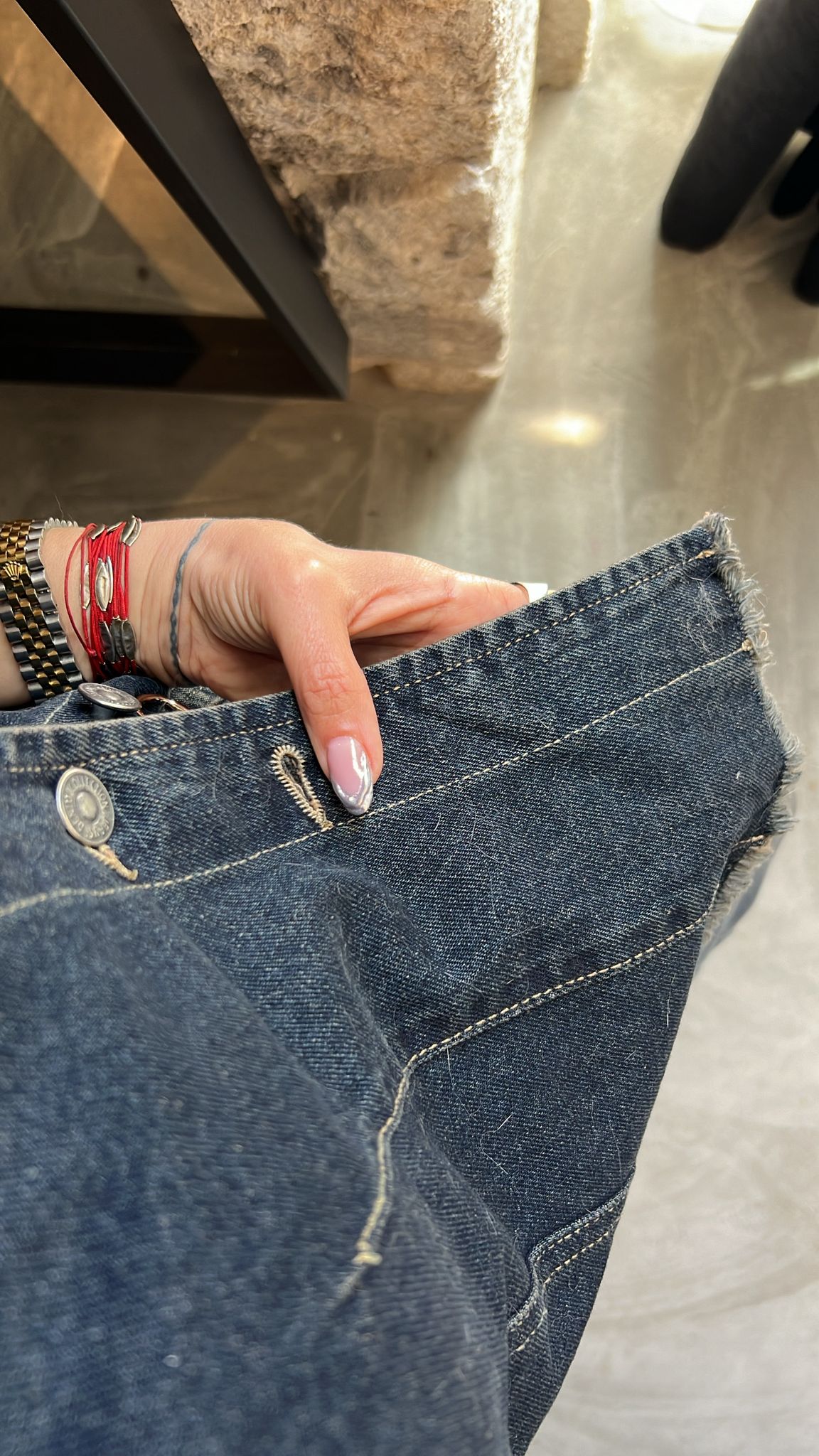 Düğmeli Denim Yelek