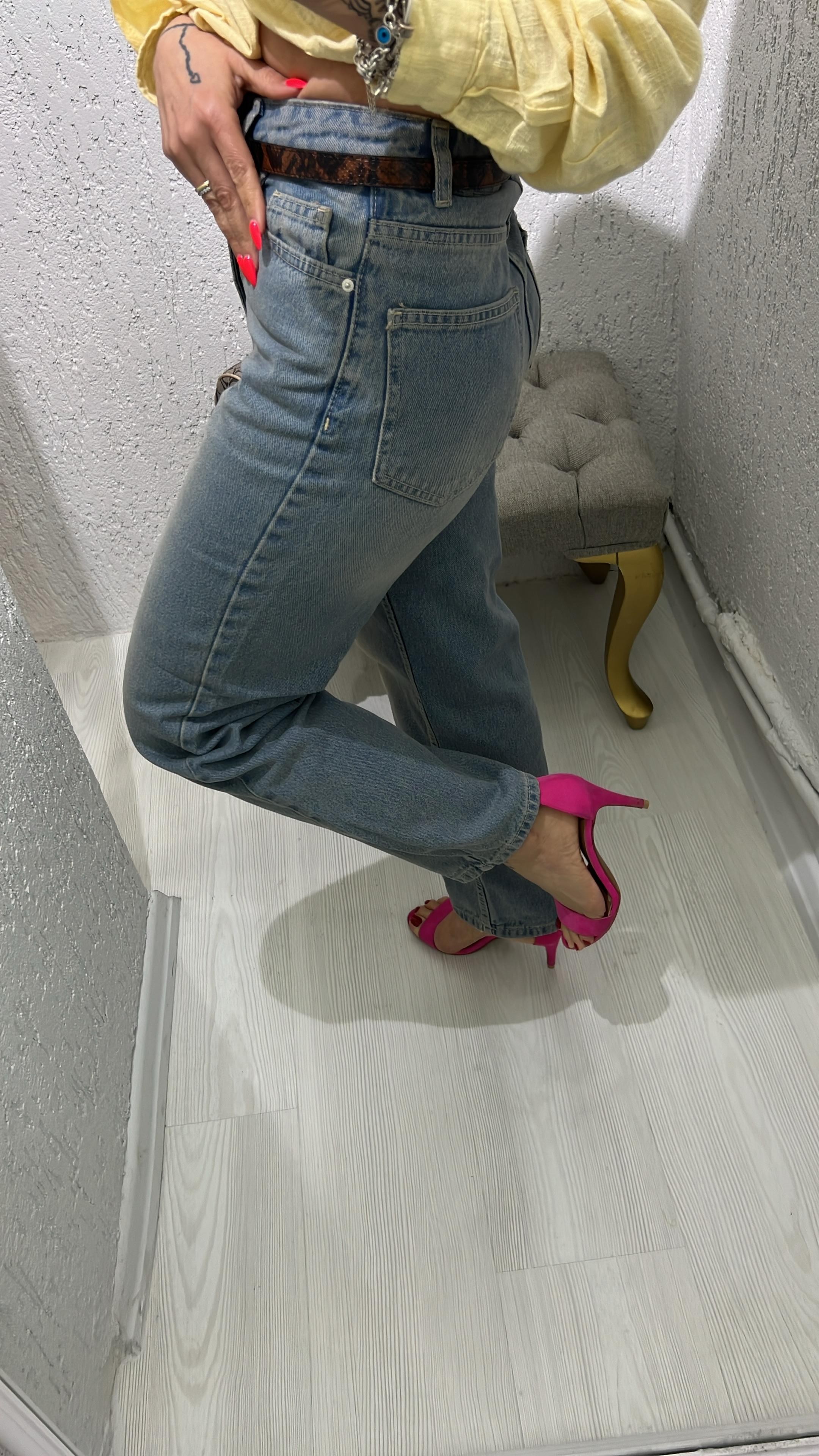 Tint Yıkama Relax Denim Pantolon