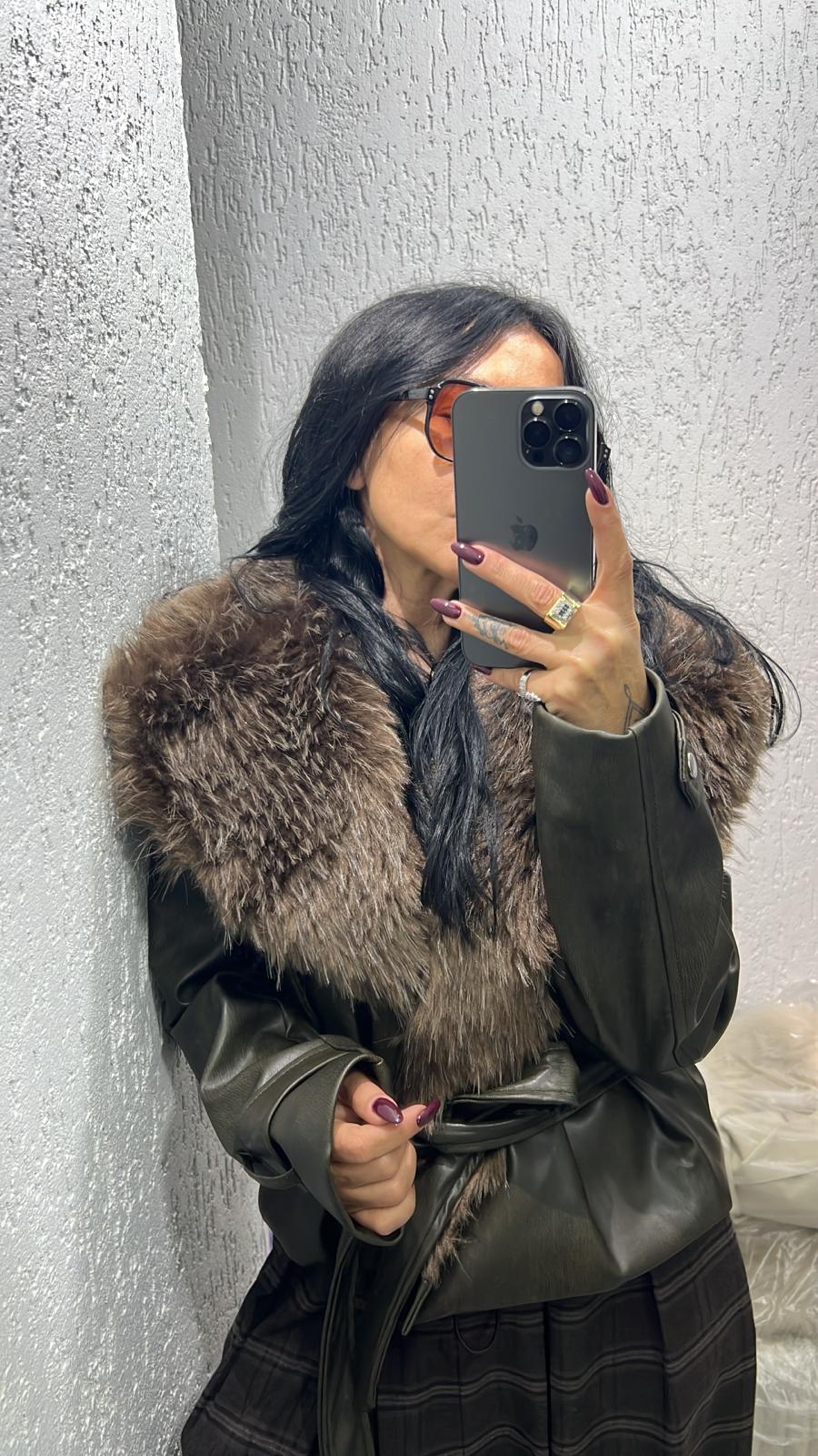 Kürk Yakalı Deri Ceket 