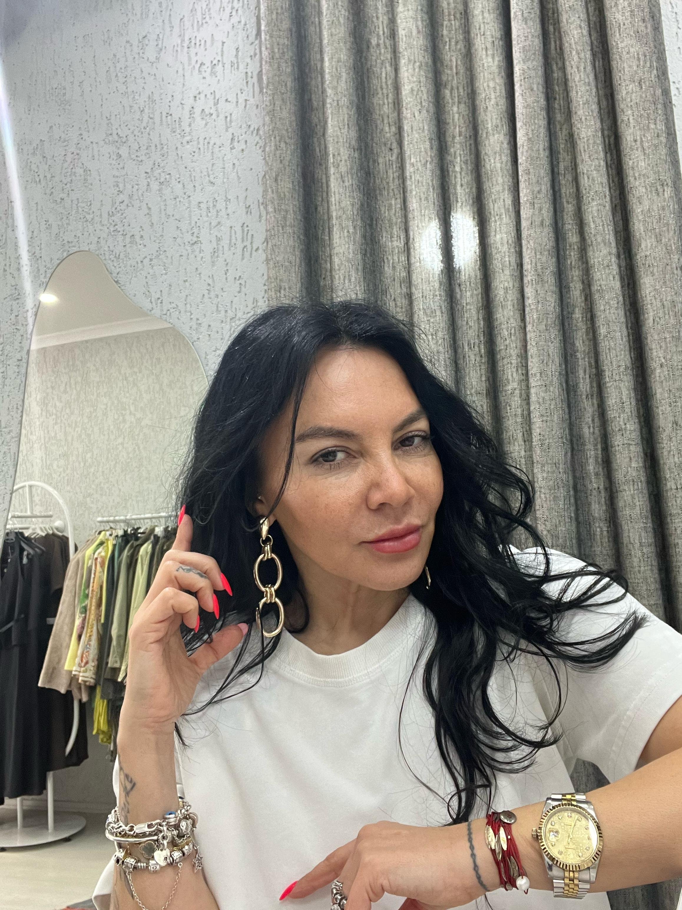 Damla Detaylı Gold Halka Küpe