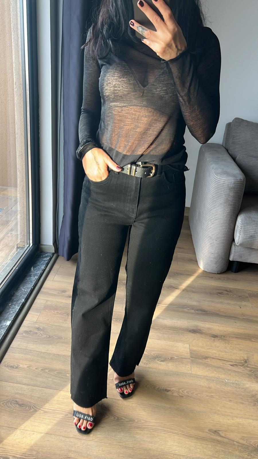 Kesik Paça Kemerli Jean