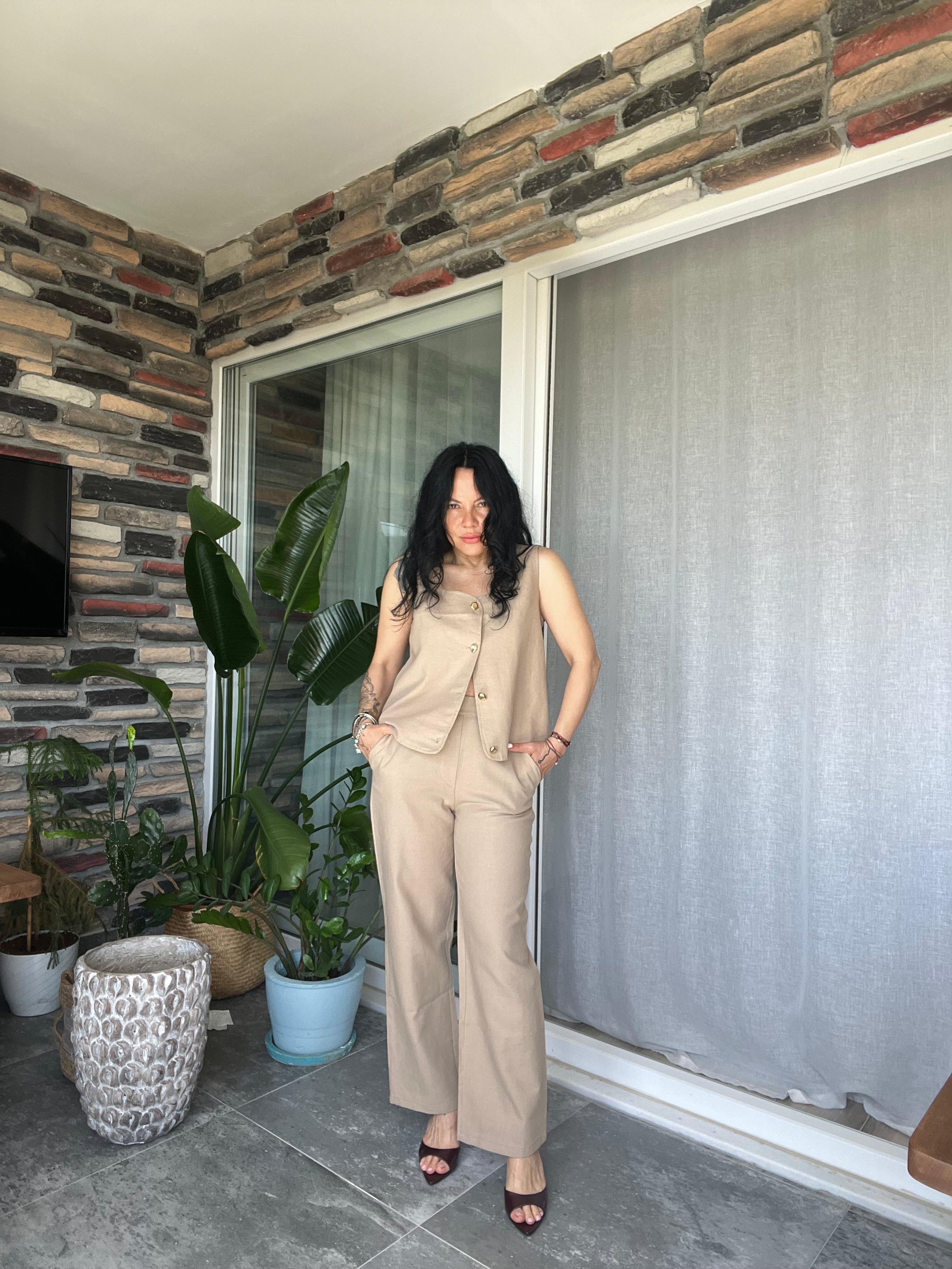 Gold Düğme Yelek Pantolon Takım
