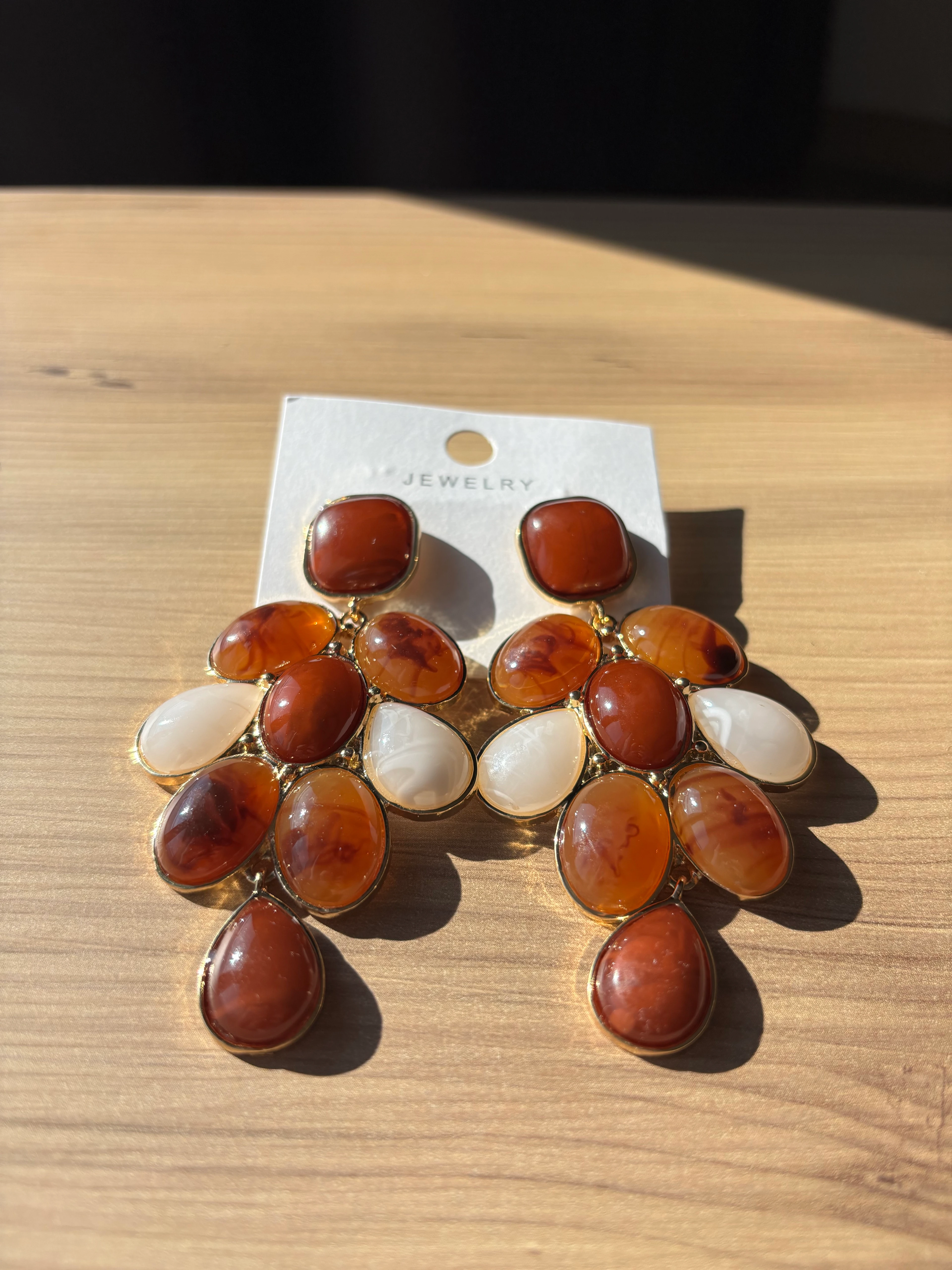 Amber Damla Salkım Küpe