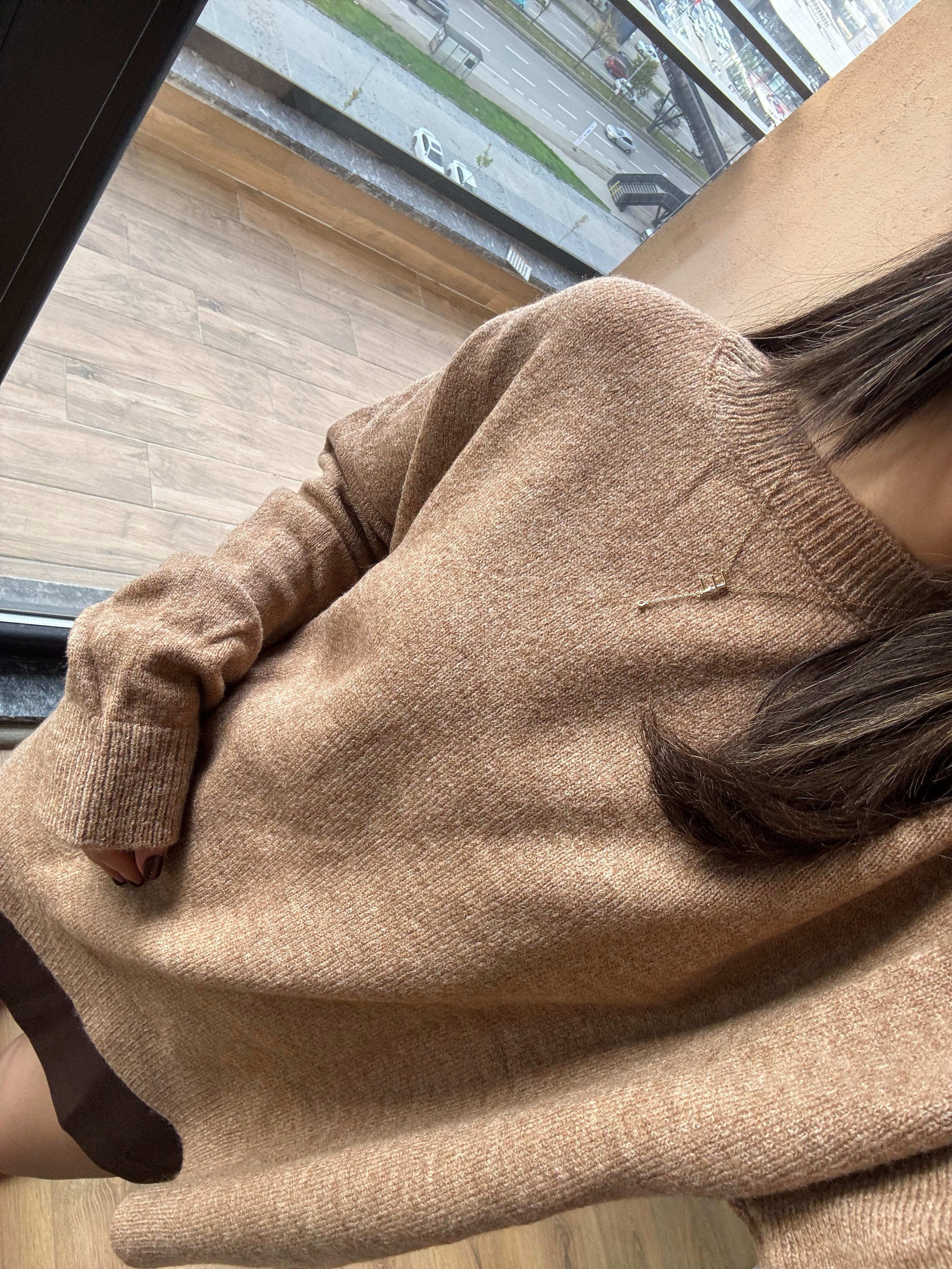 Bisiklet Yaka Salaş Triko Kazak