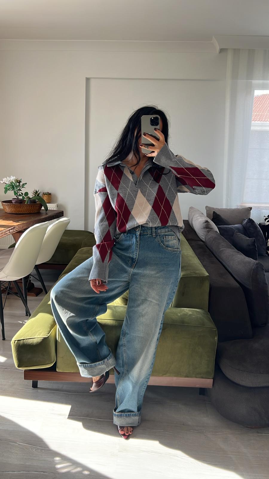 Mavi Kar Yıkamalı Baggy Jean 