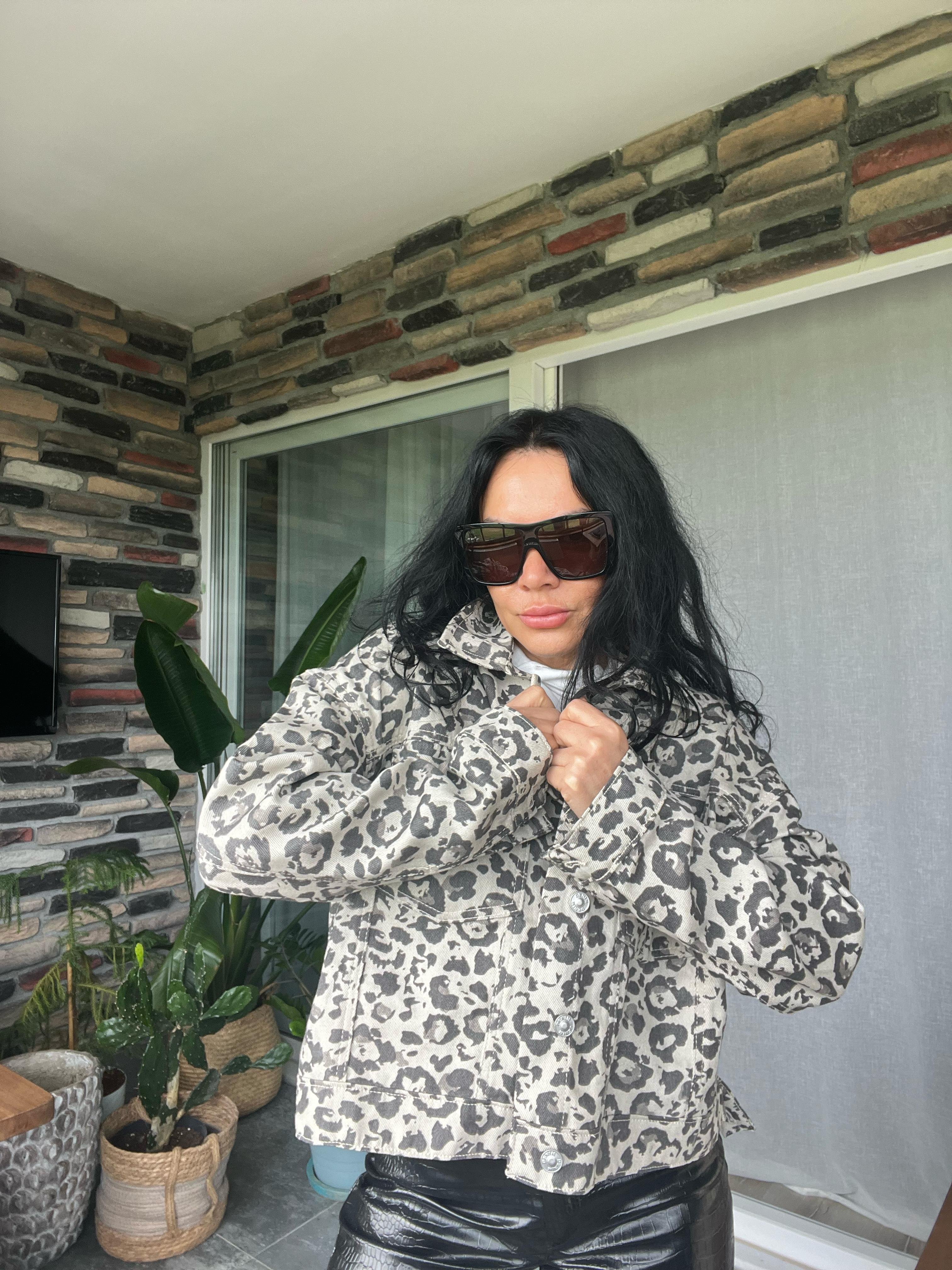 Gabardin Zebra Desen Ceket 