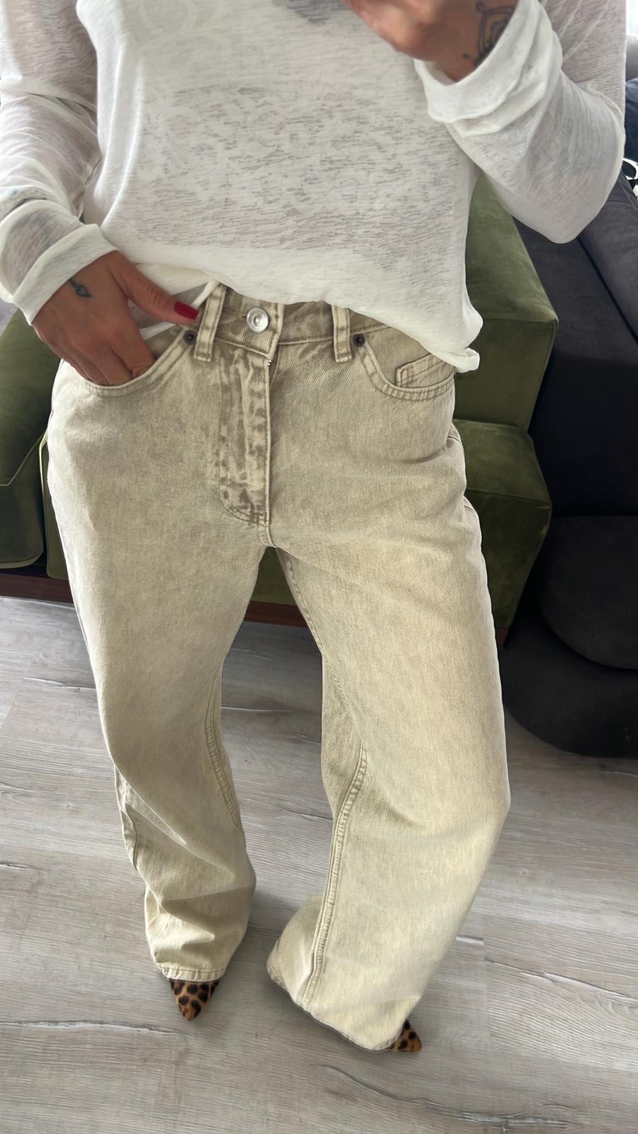 ZR Açık Bej Yıkamalı Straight Jean