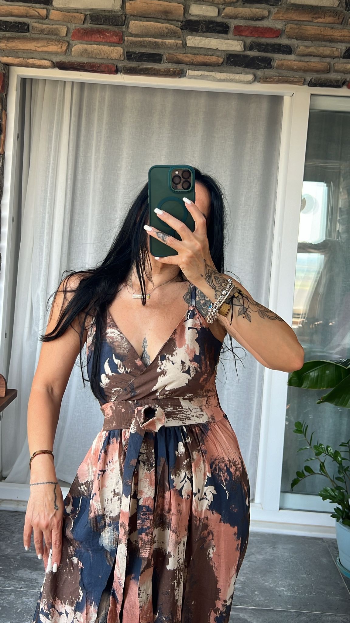 Batik Desenli Maxi Elbise 