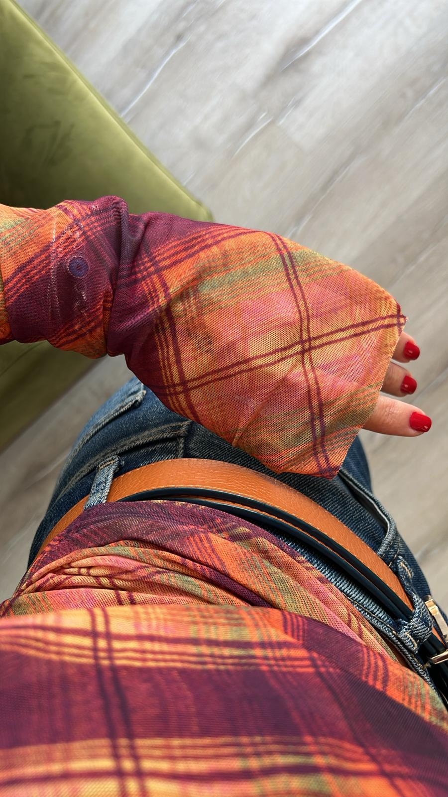 Ekose Desen Kruvaze Vatkalı Bluz