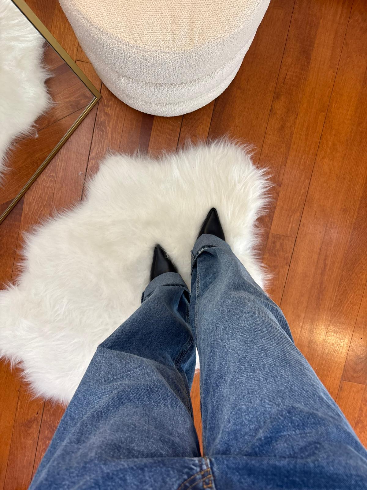 Koyu Mavi Kar Yıkamalı Baggy Jean