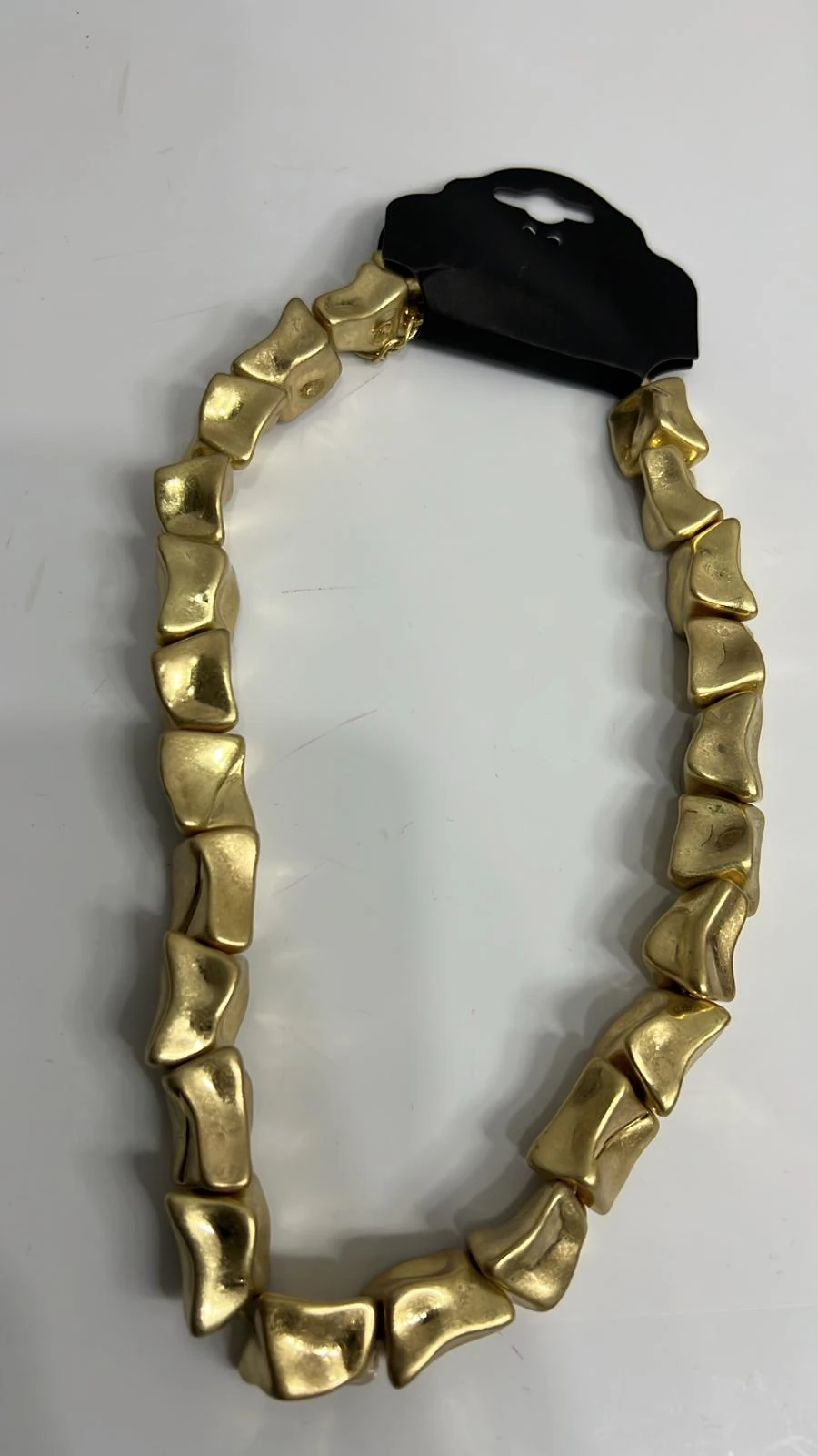 Köşeli Dokulu Gold Kolye 