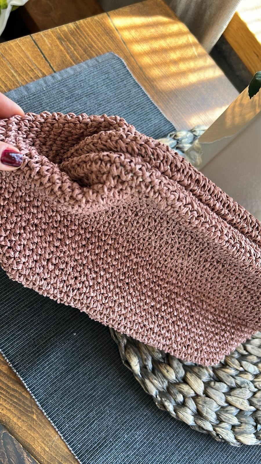 Dokulu Hasır Clutch Çanta 