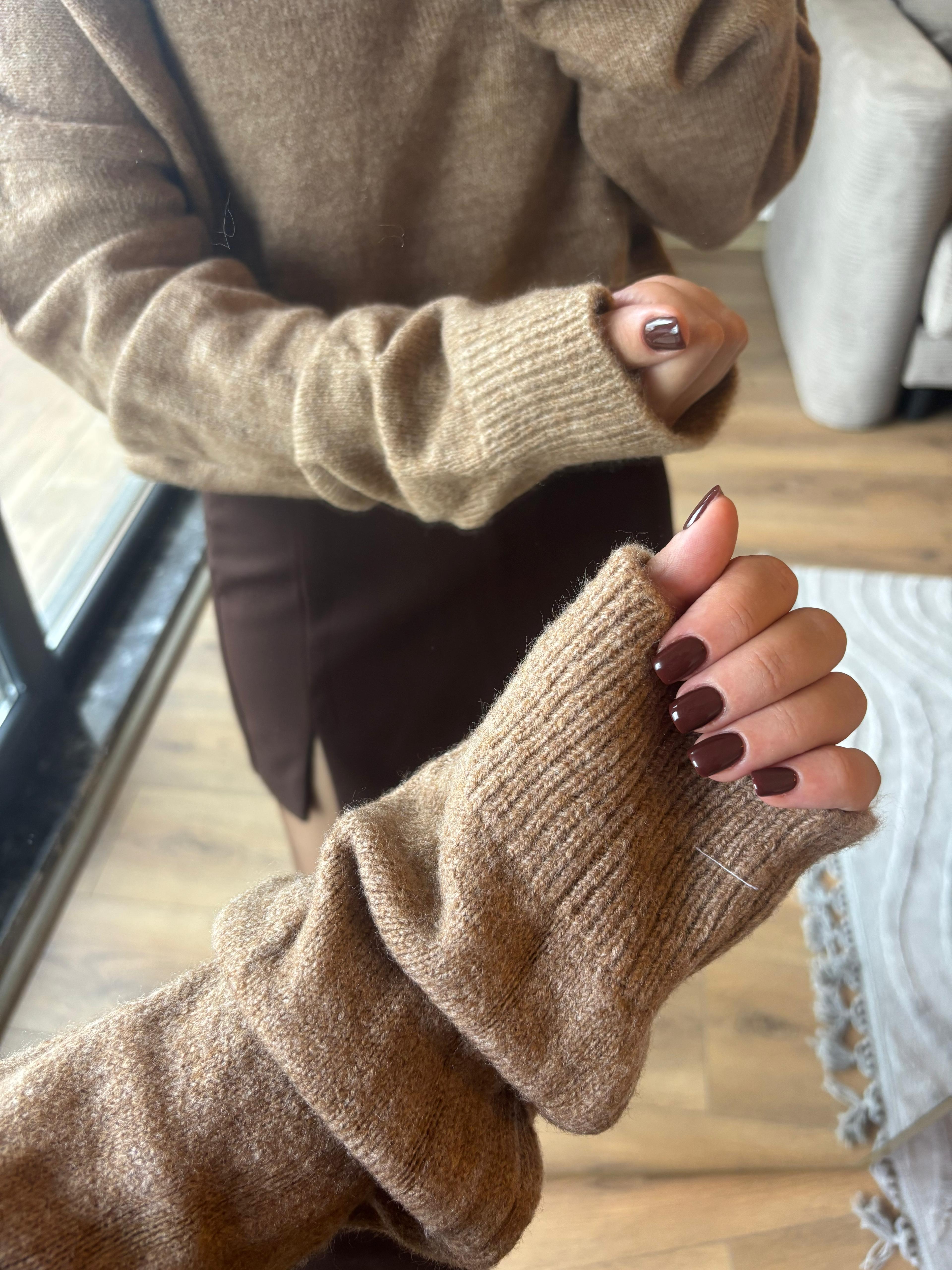 Bisiklet Yaka Salaş Triko Kazak