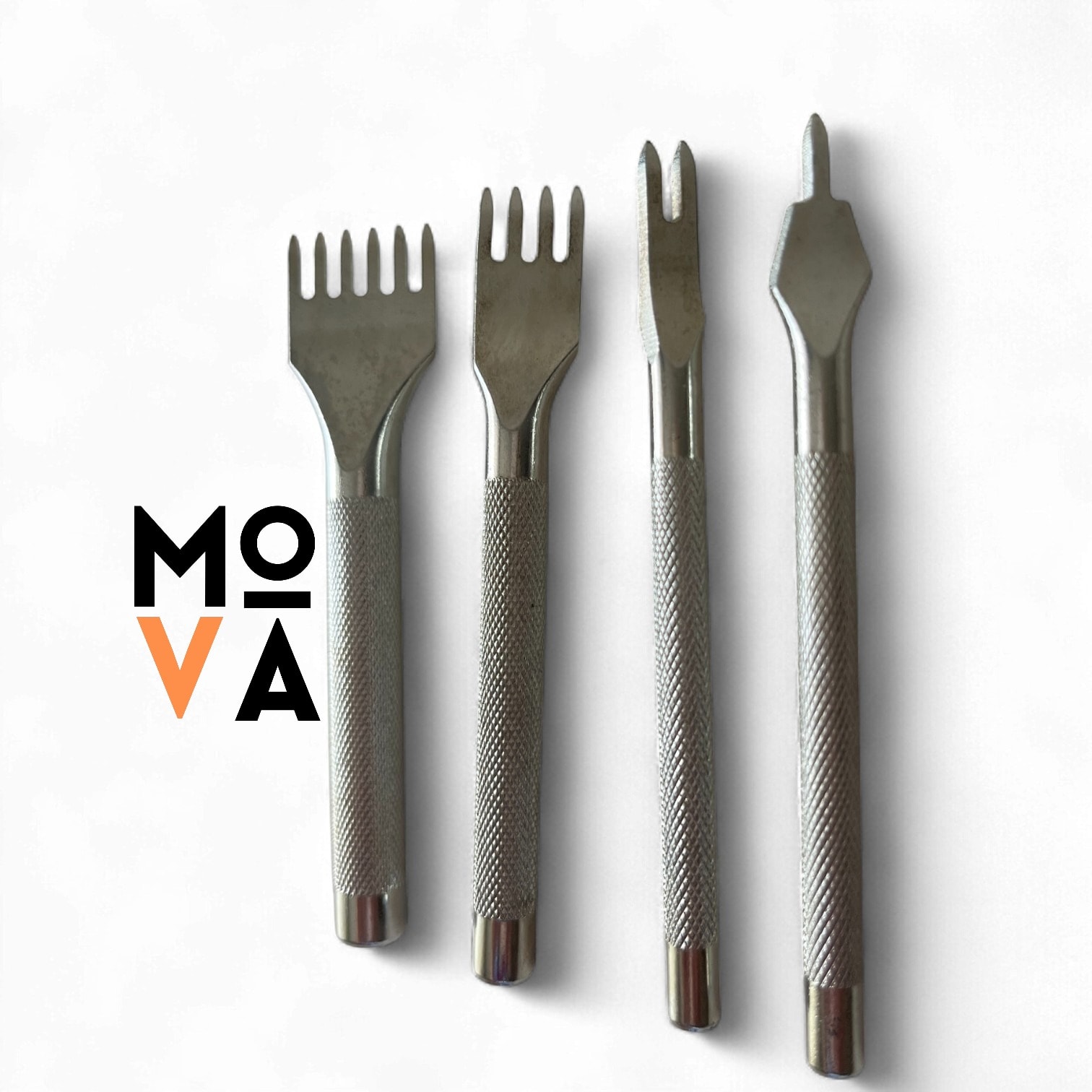 Çapraz Delgi Çatal Zımba Yuvarlak Saplı 4’lü Set