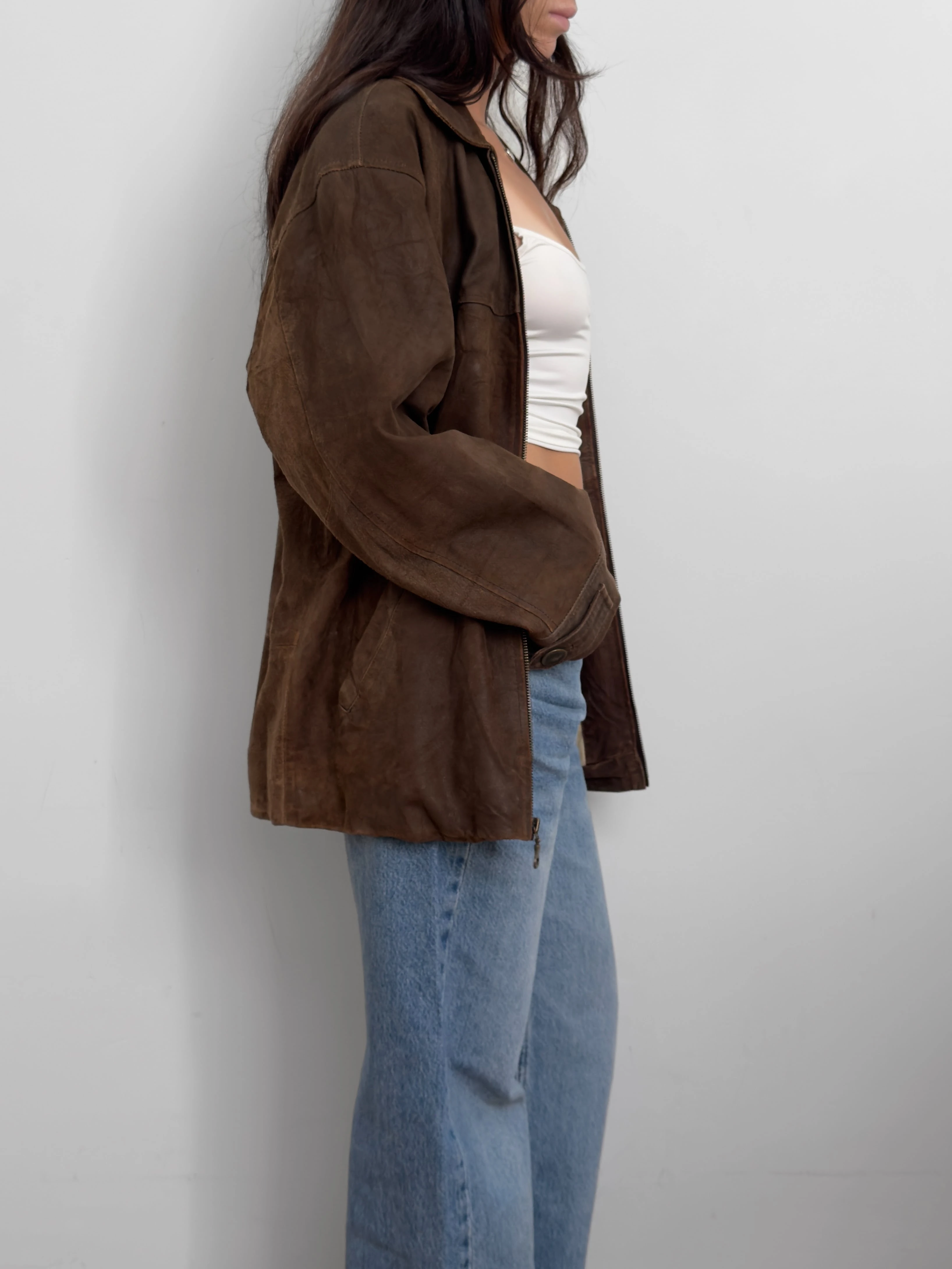 Kahverengi Süet Mont