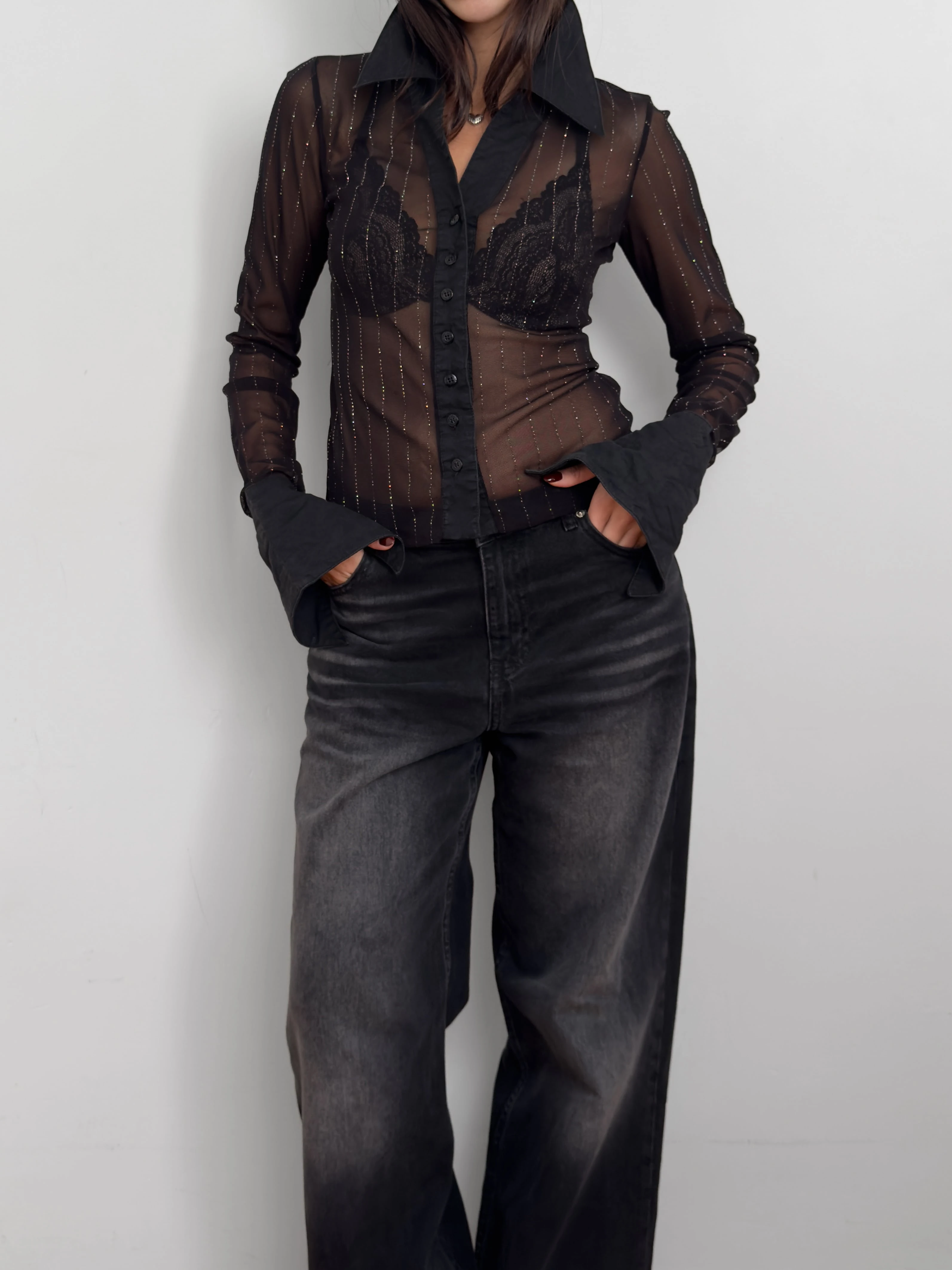 Işıltılı Tül Gömlek