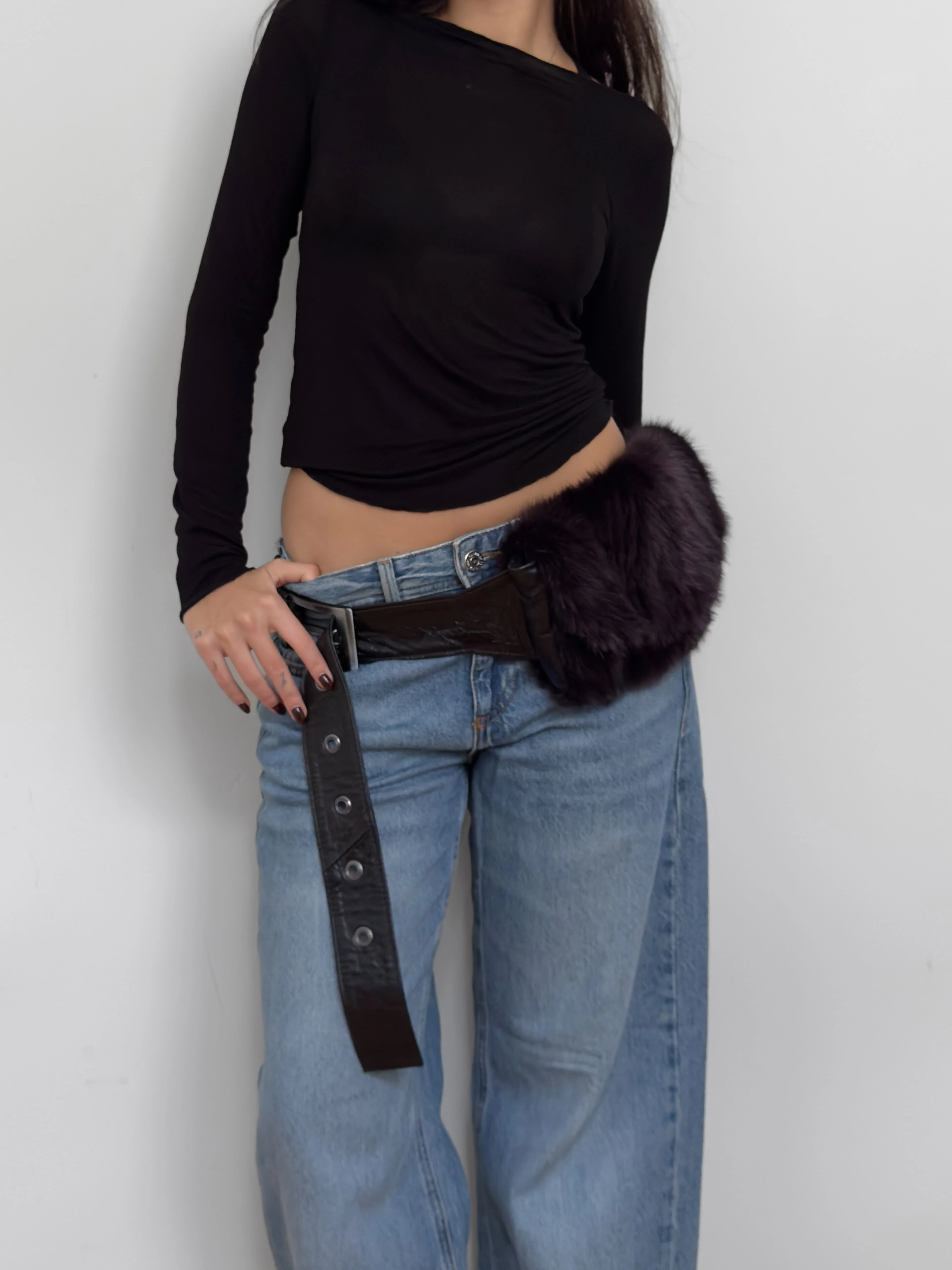 Kürklü Kemerli Bel Çantası