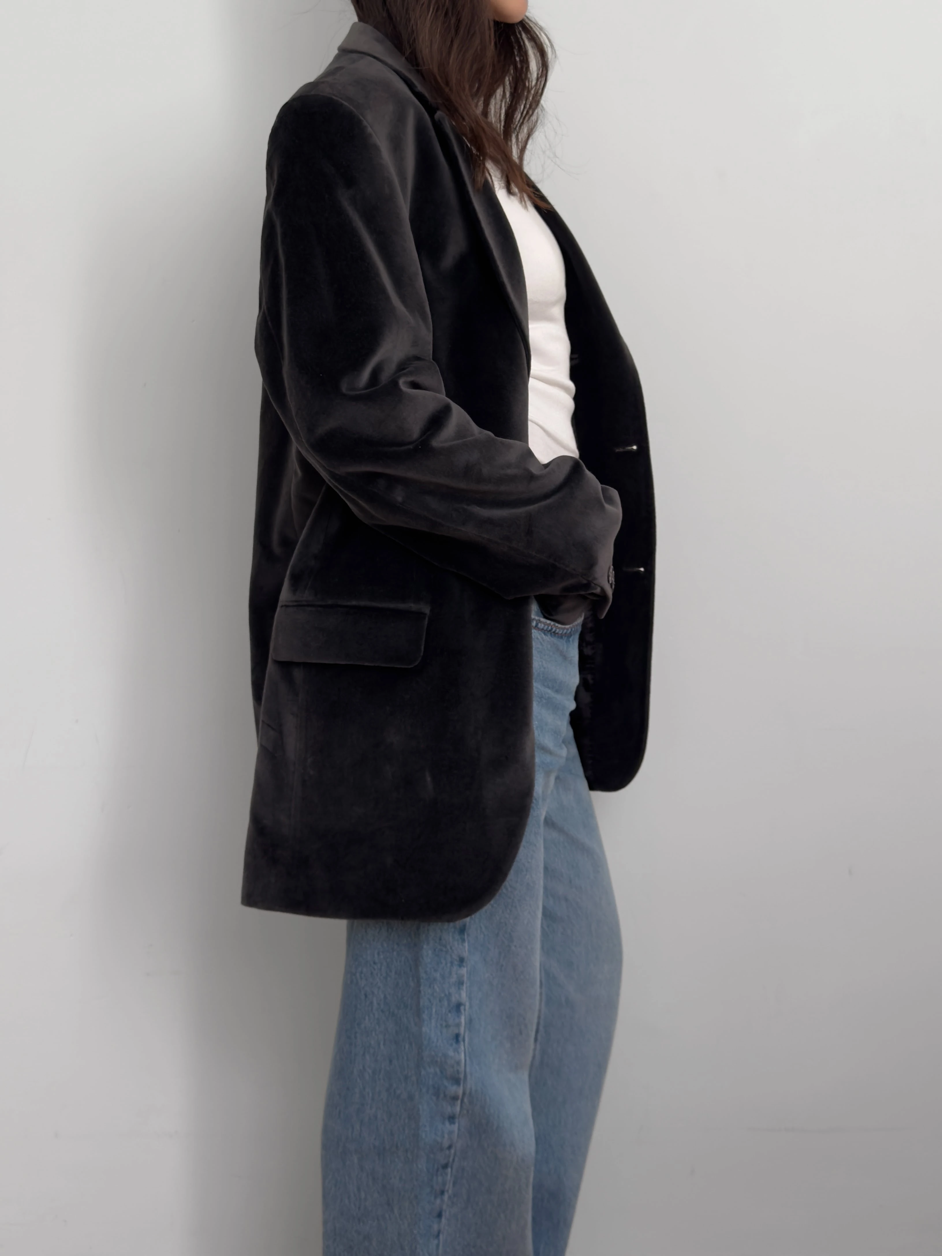 Antrasit Kadife Blazer