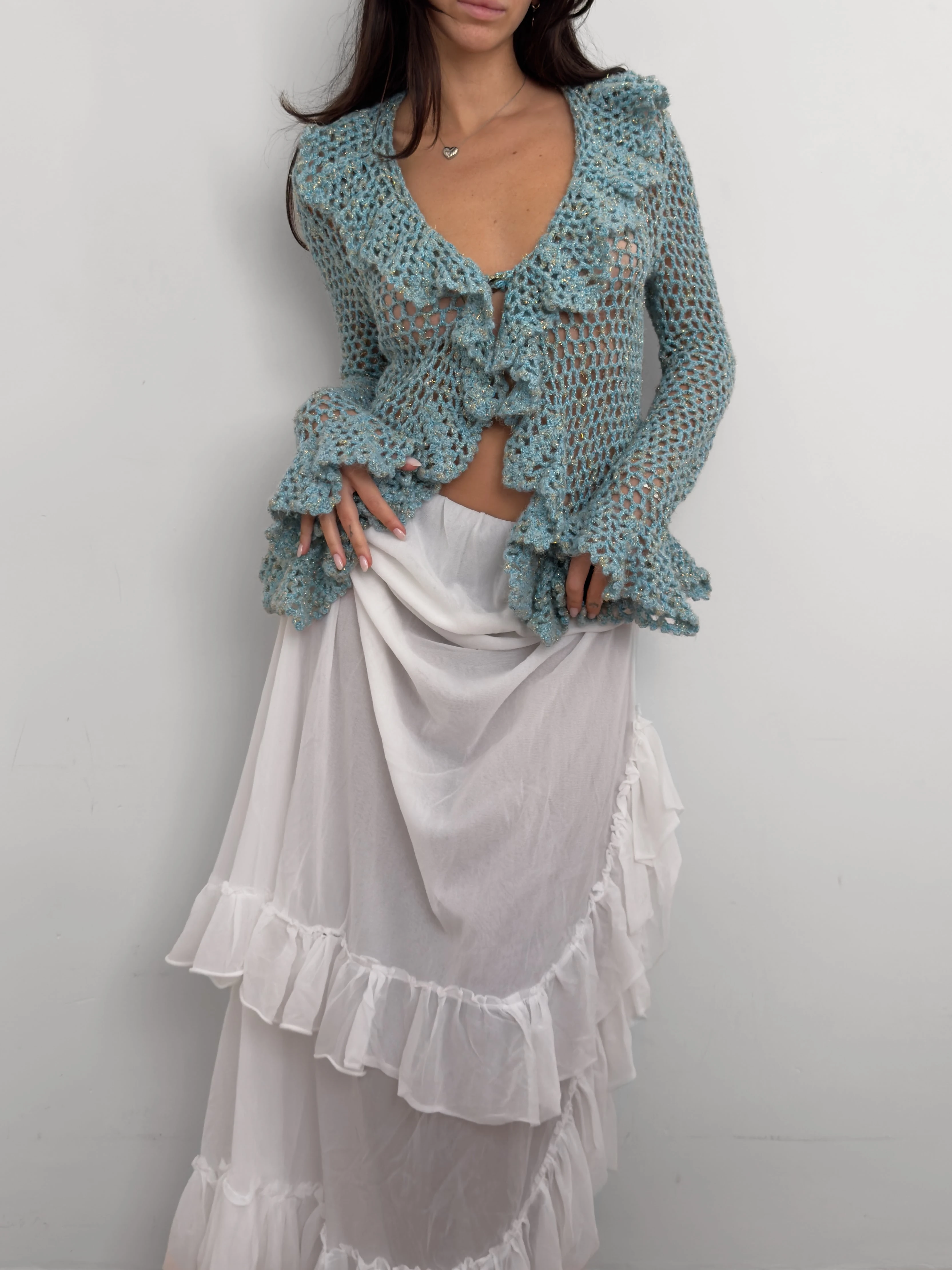 Fırfırlı Örgü Hırka