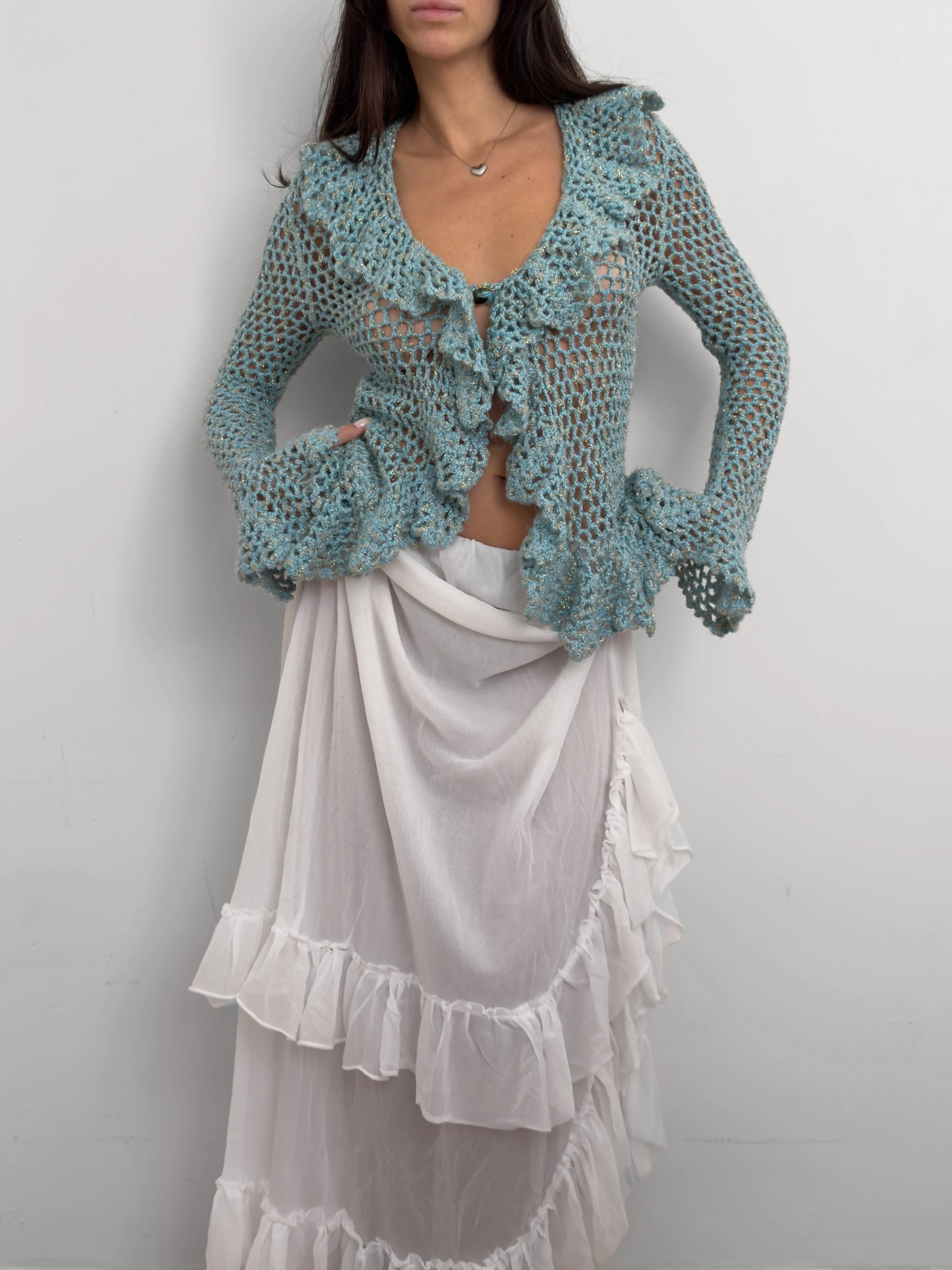 Fırfırlı Örgü Hırka