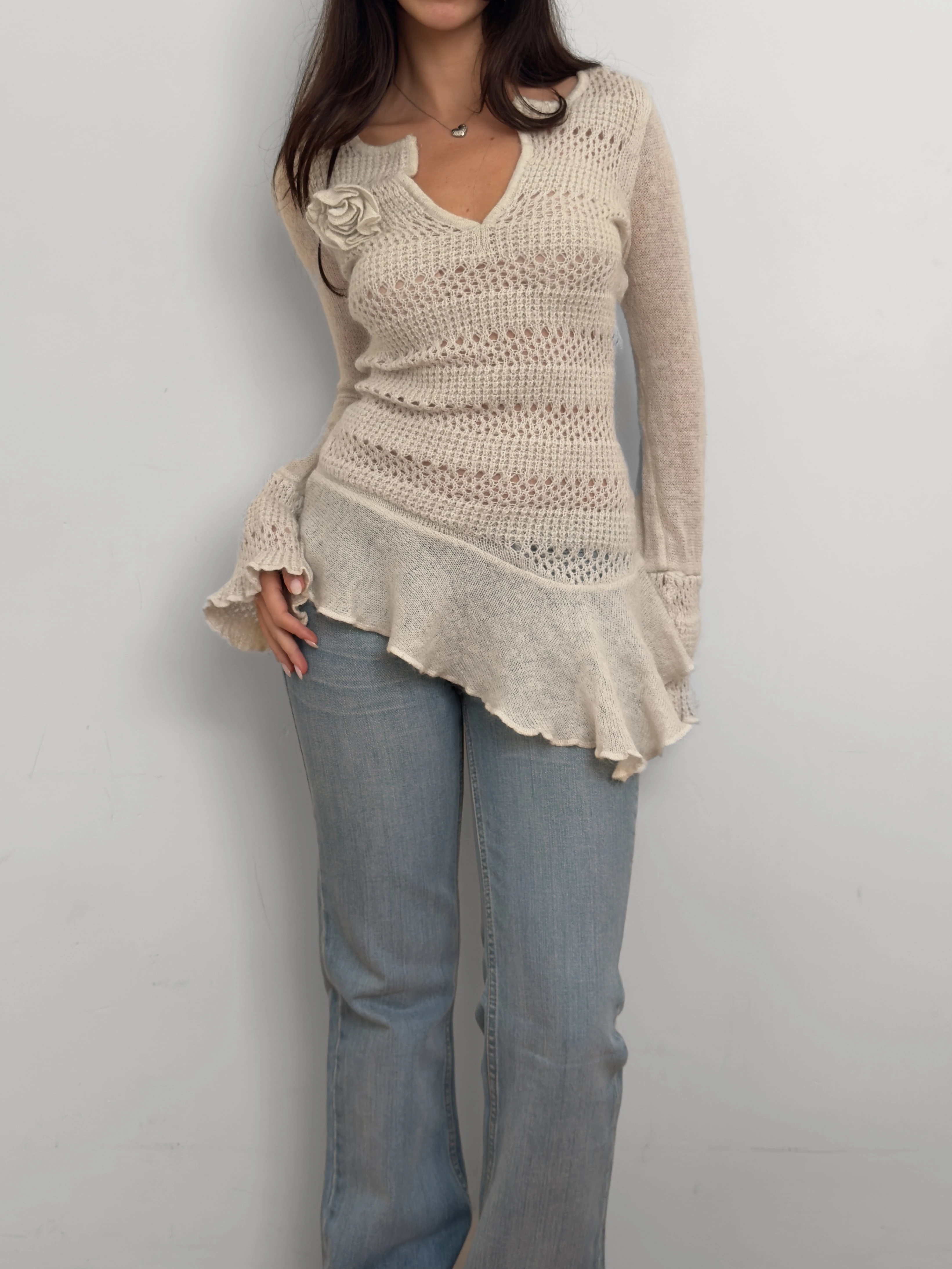 Fırfırlı Yün Kazak