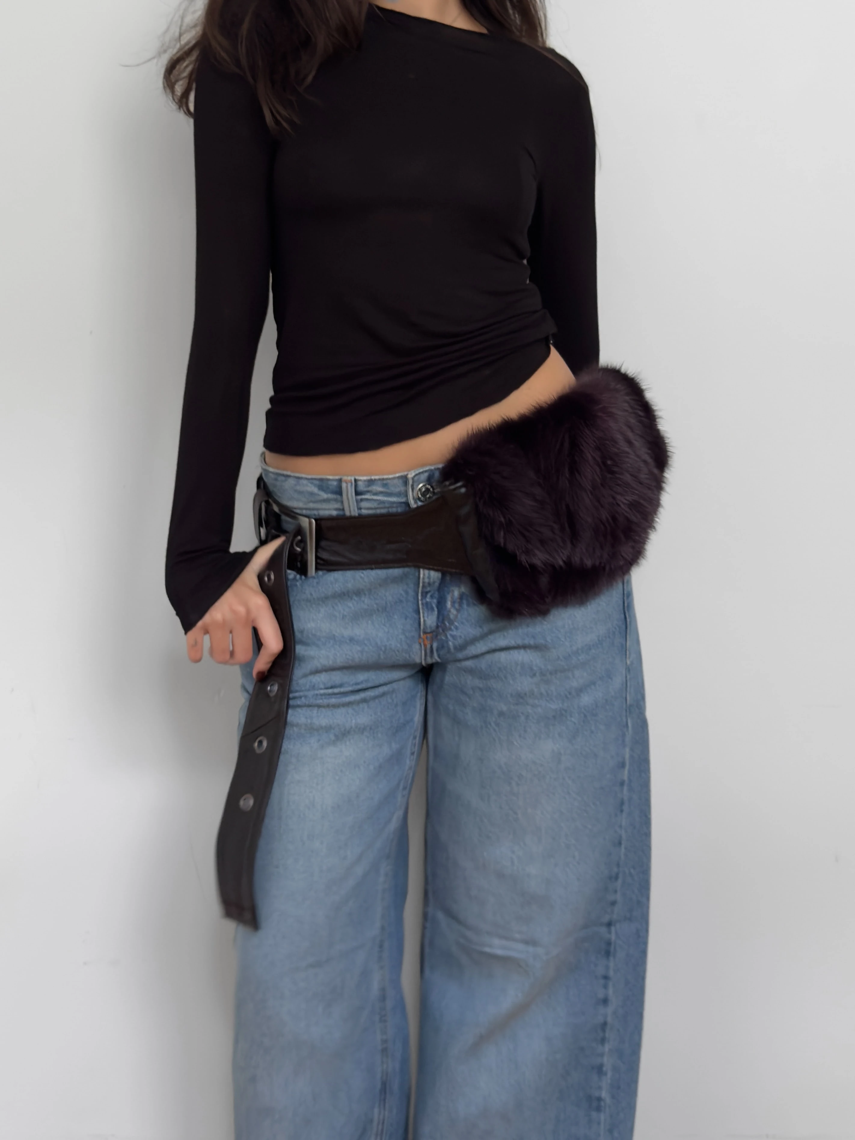 Kürklü Kemerli Bel Çantası