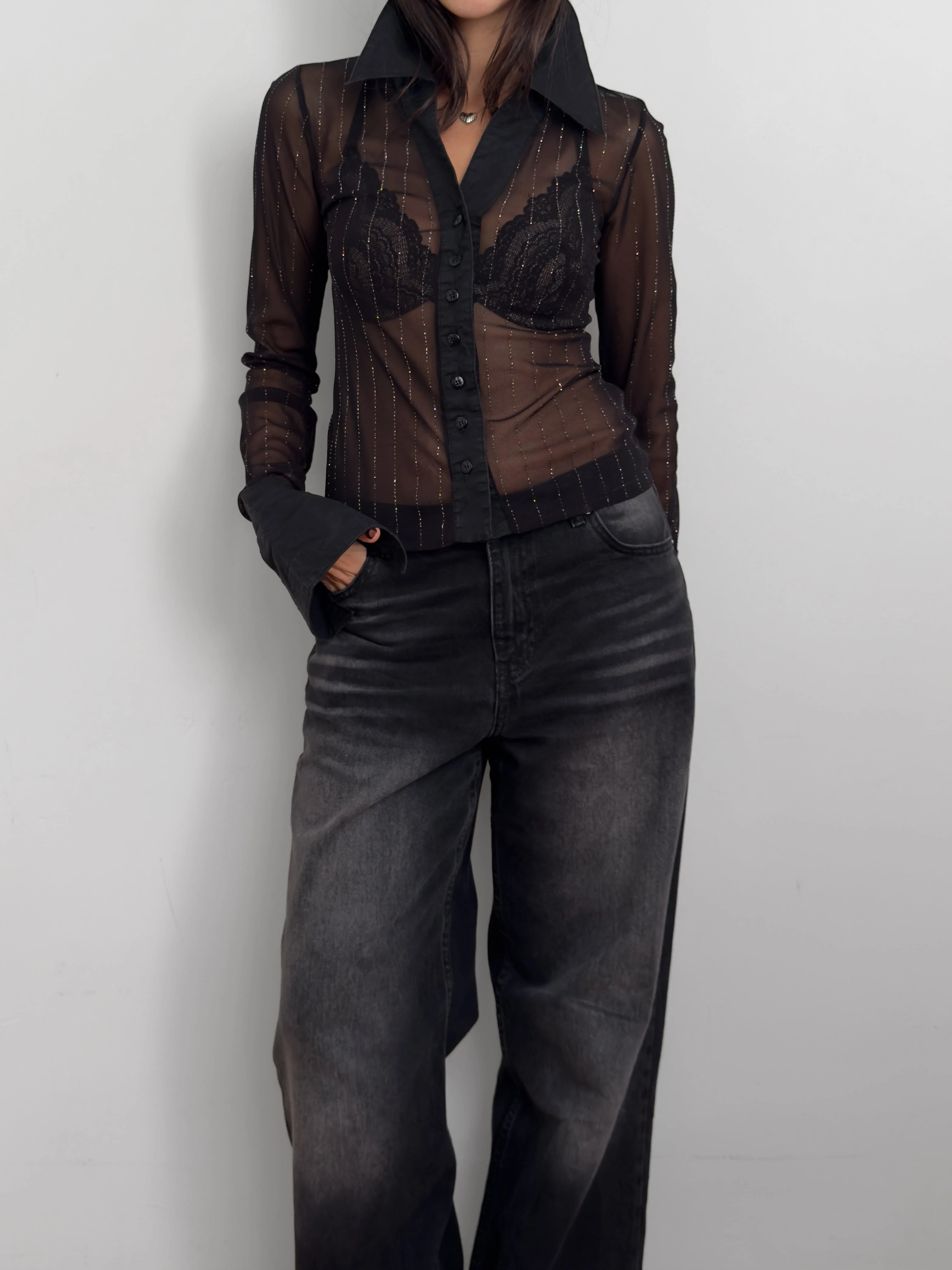 Işıltılı Tül Gömlek