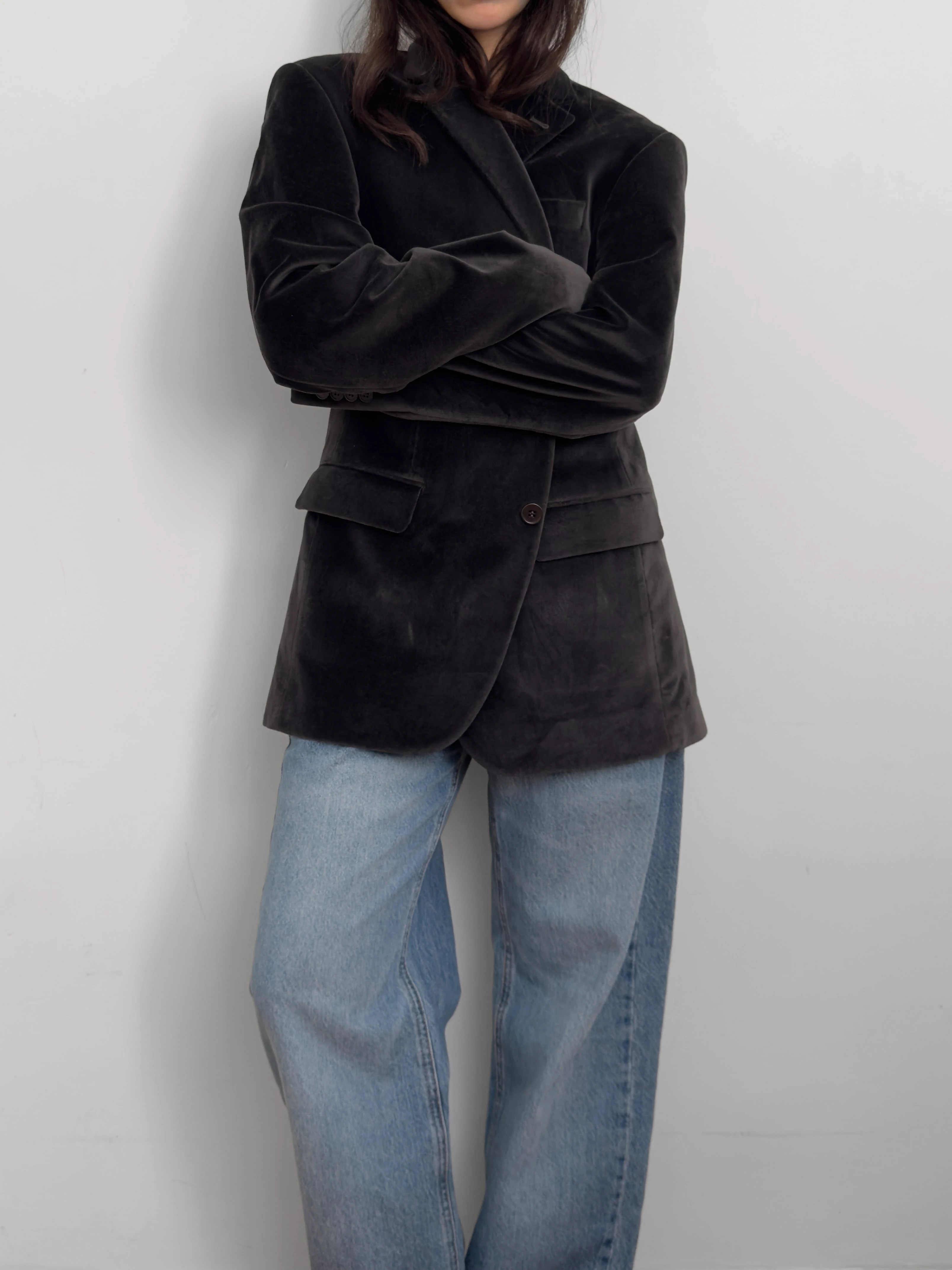 Antrasit Kadife Blazer