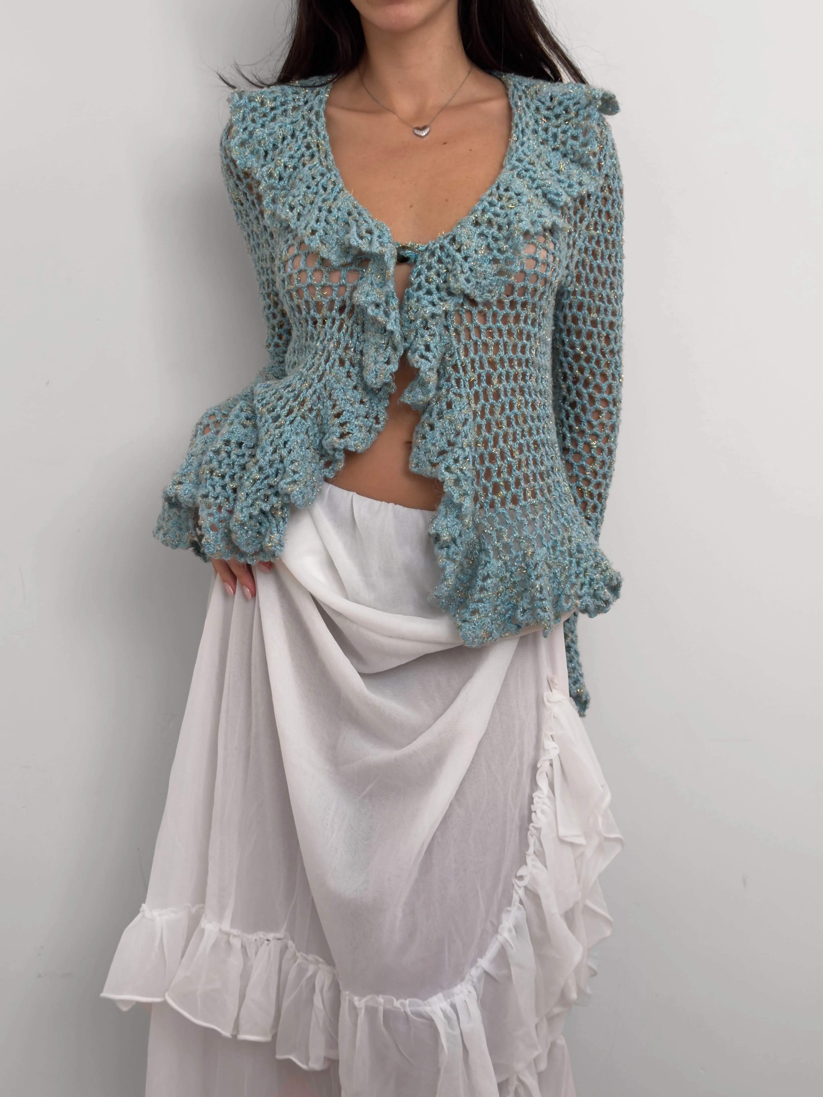 Fırfırlı Örgü Hırka