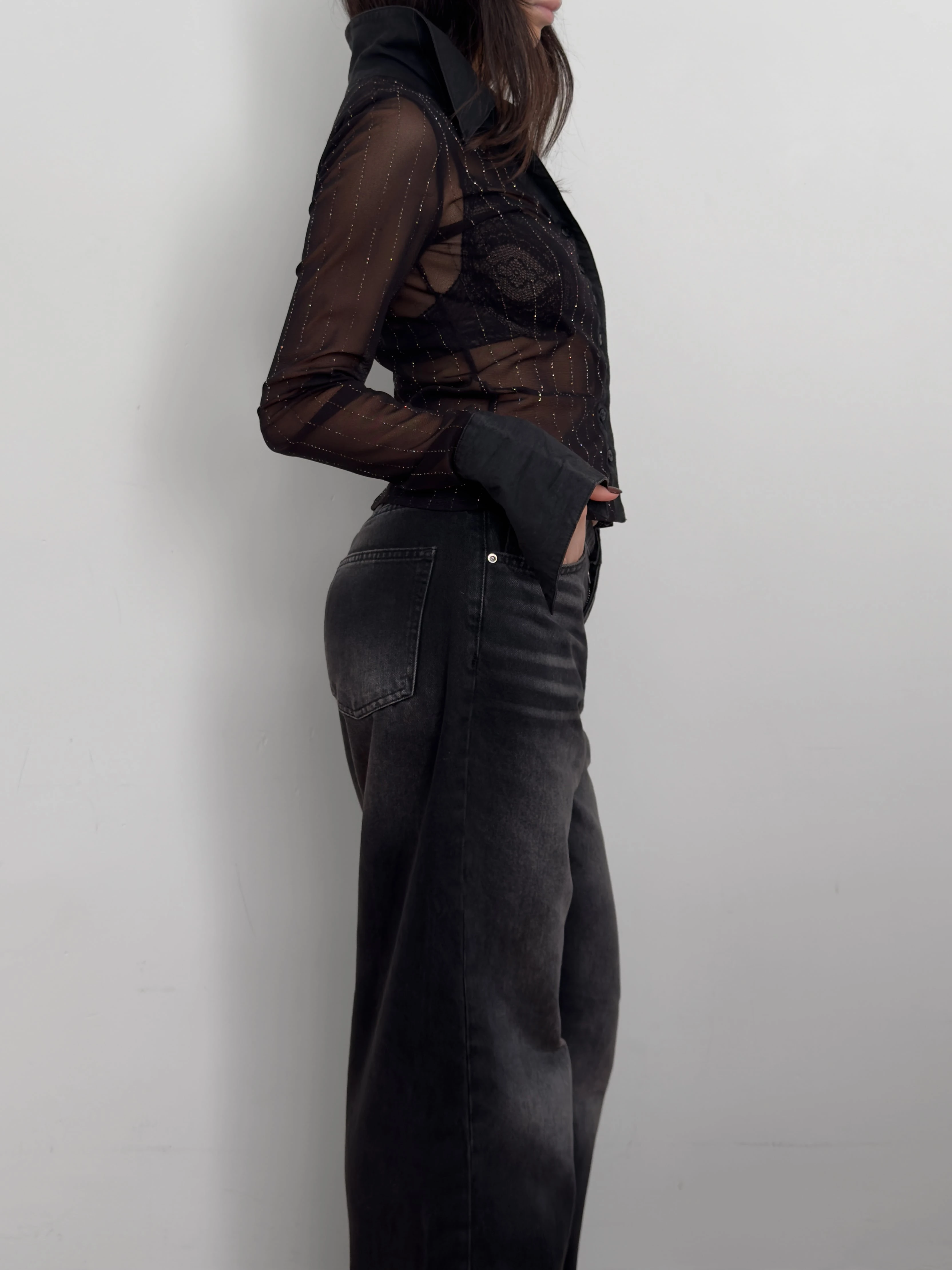 Işıltılı Tül Gömlek