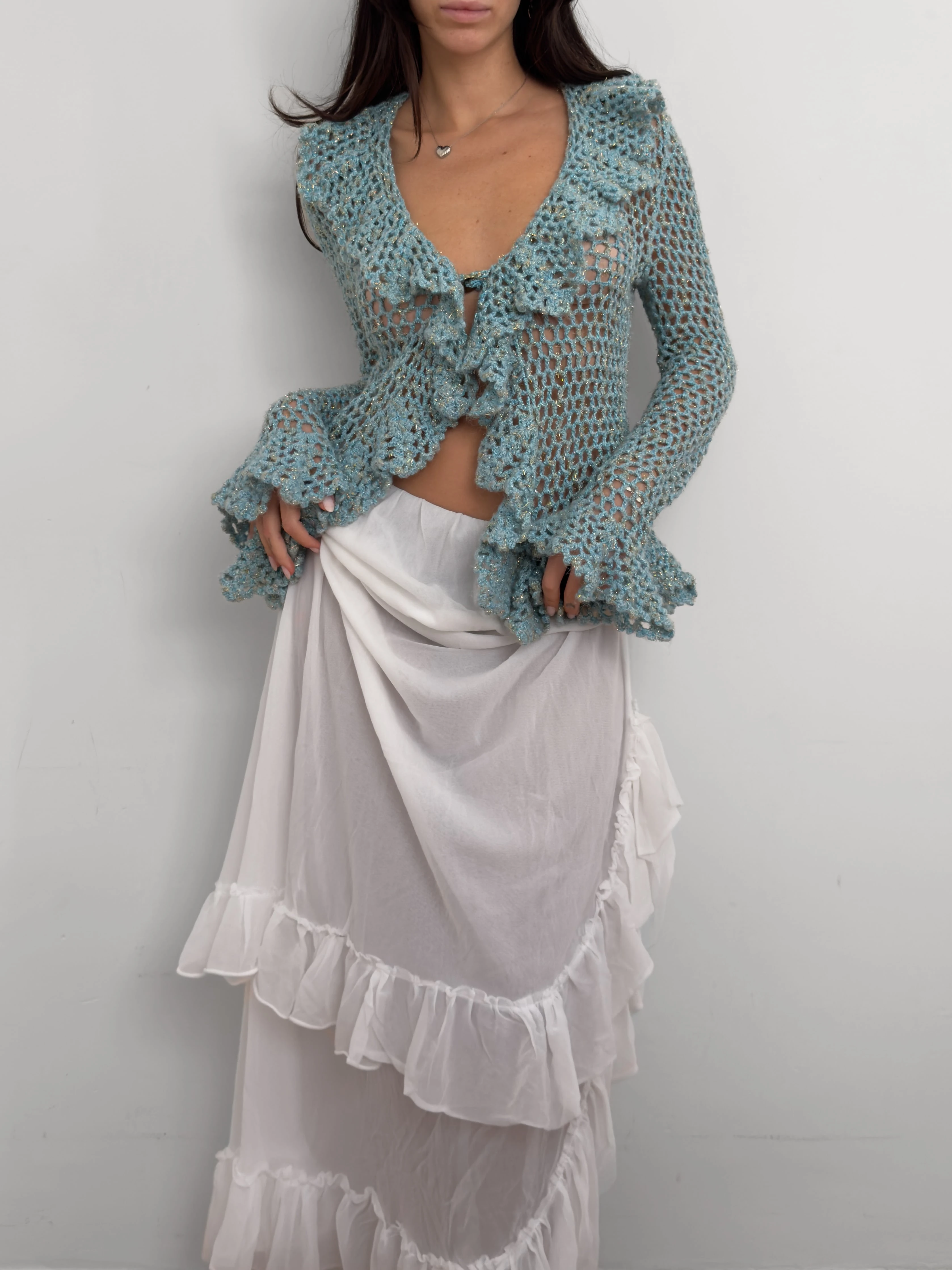 Fırfırlı Örgü Hırka