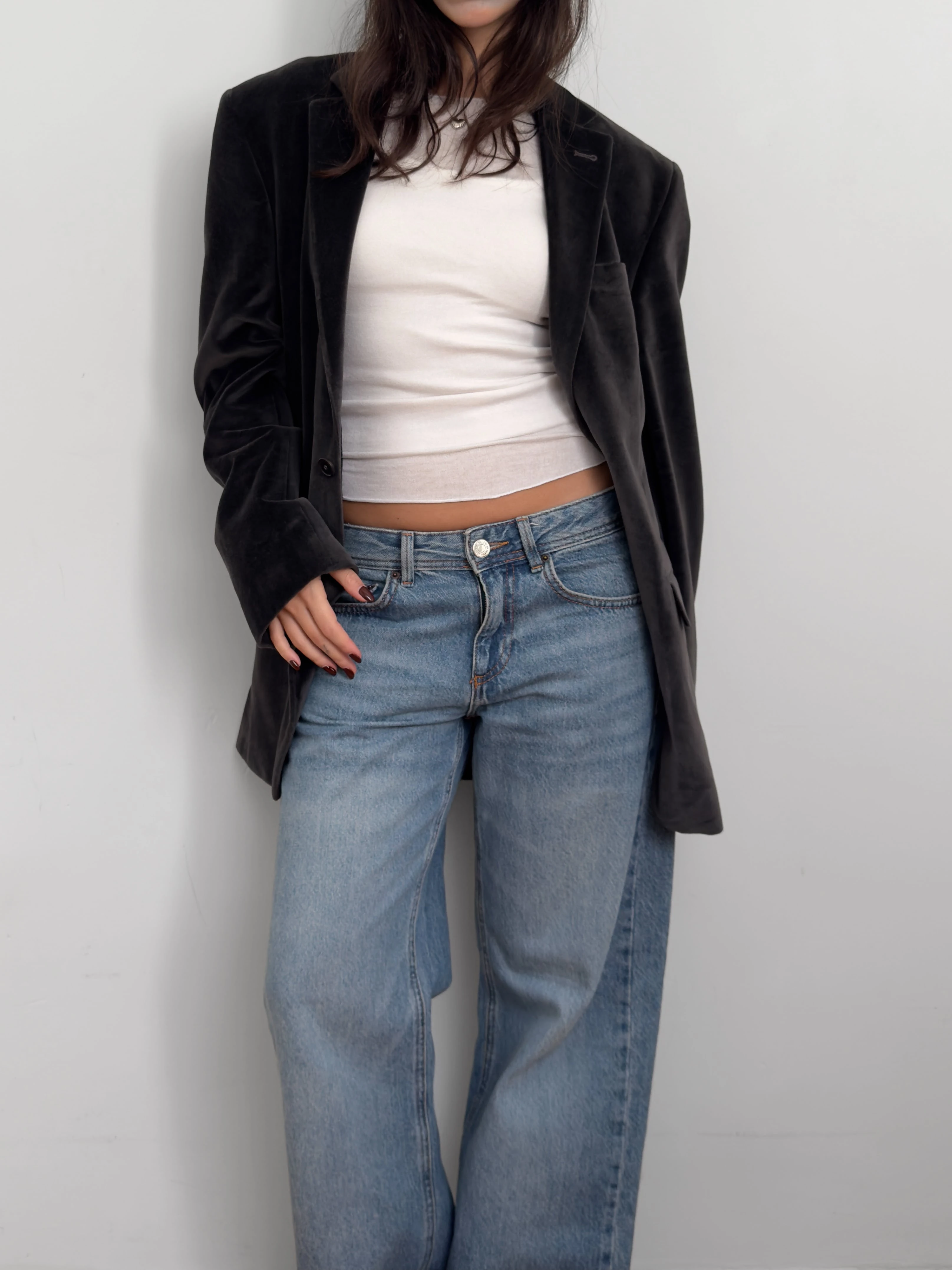 Antrasit Kadife Blazer