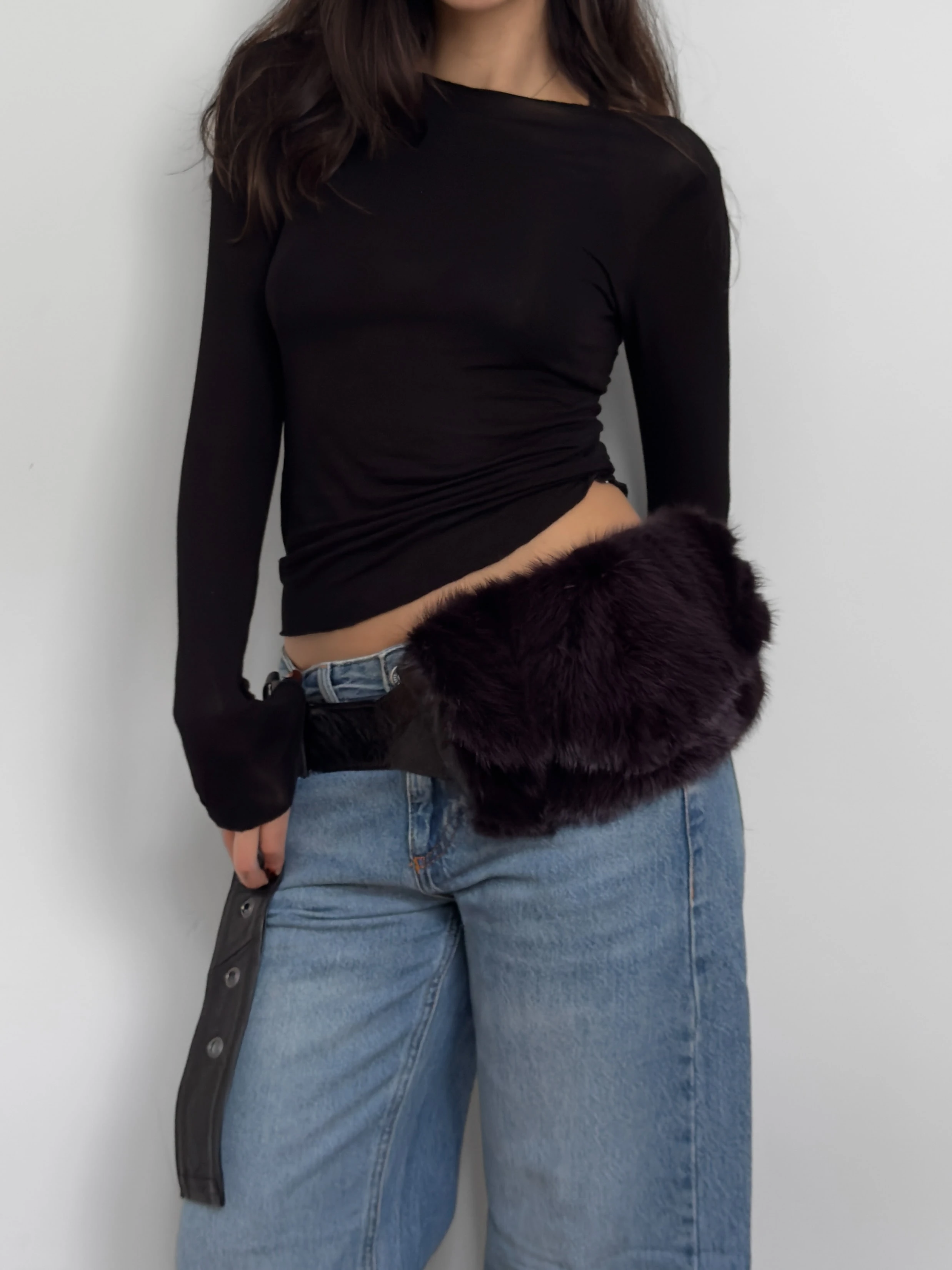 Kürklü Kemerli Bel Çantası