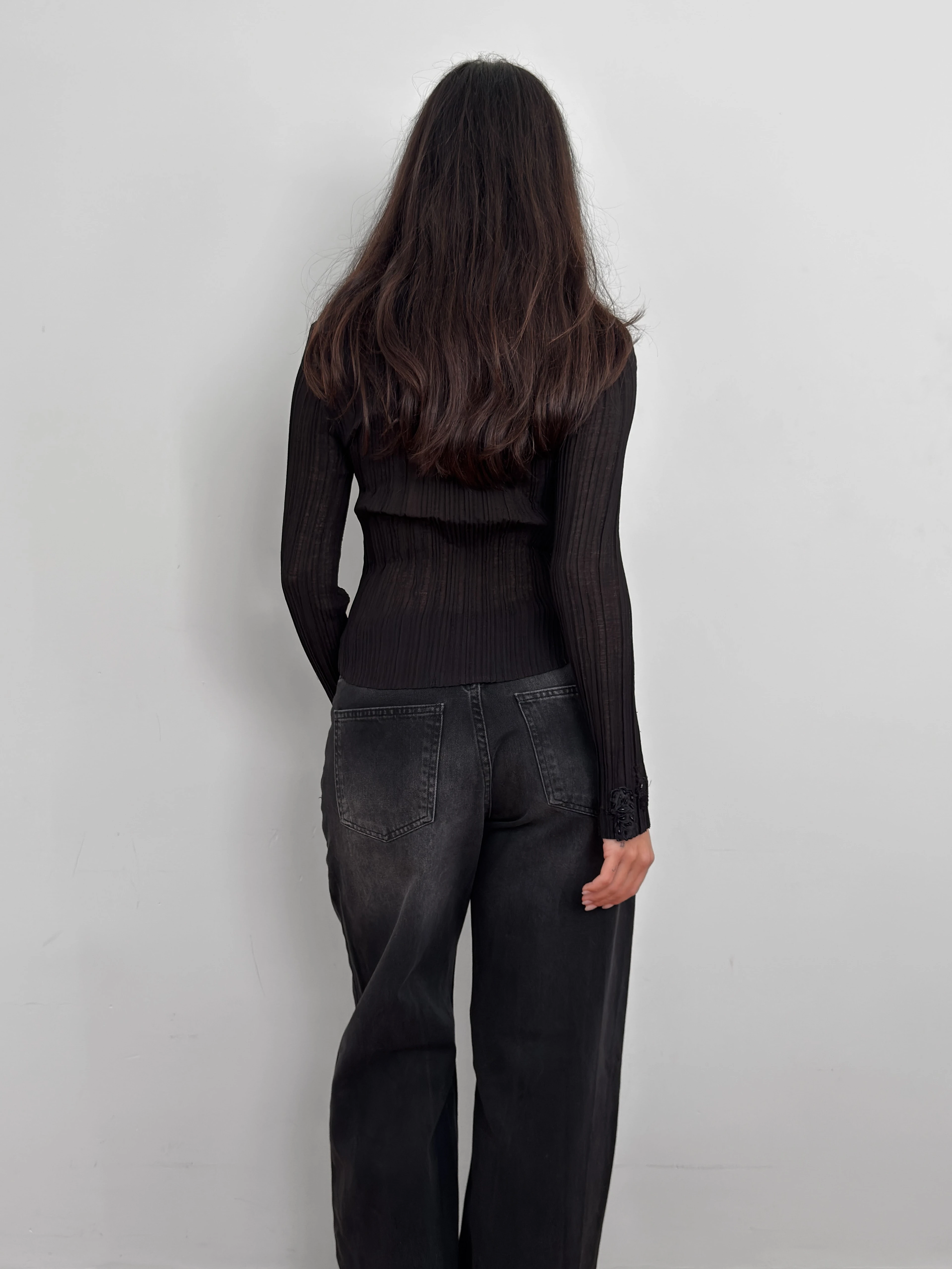 İşlemeli Şifon Gömlek