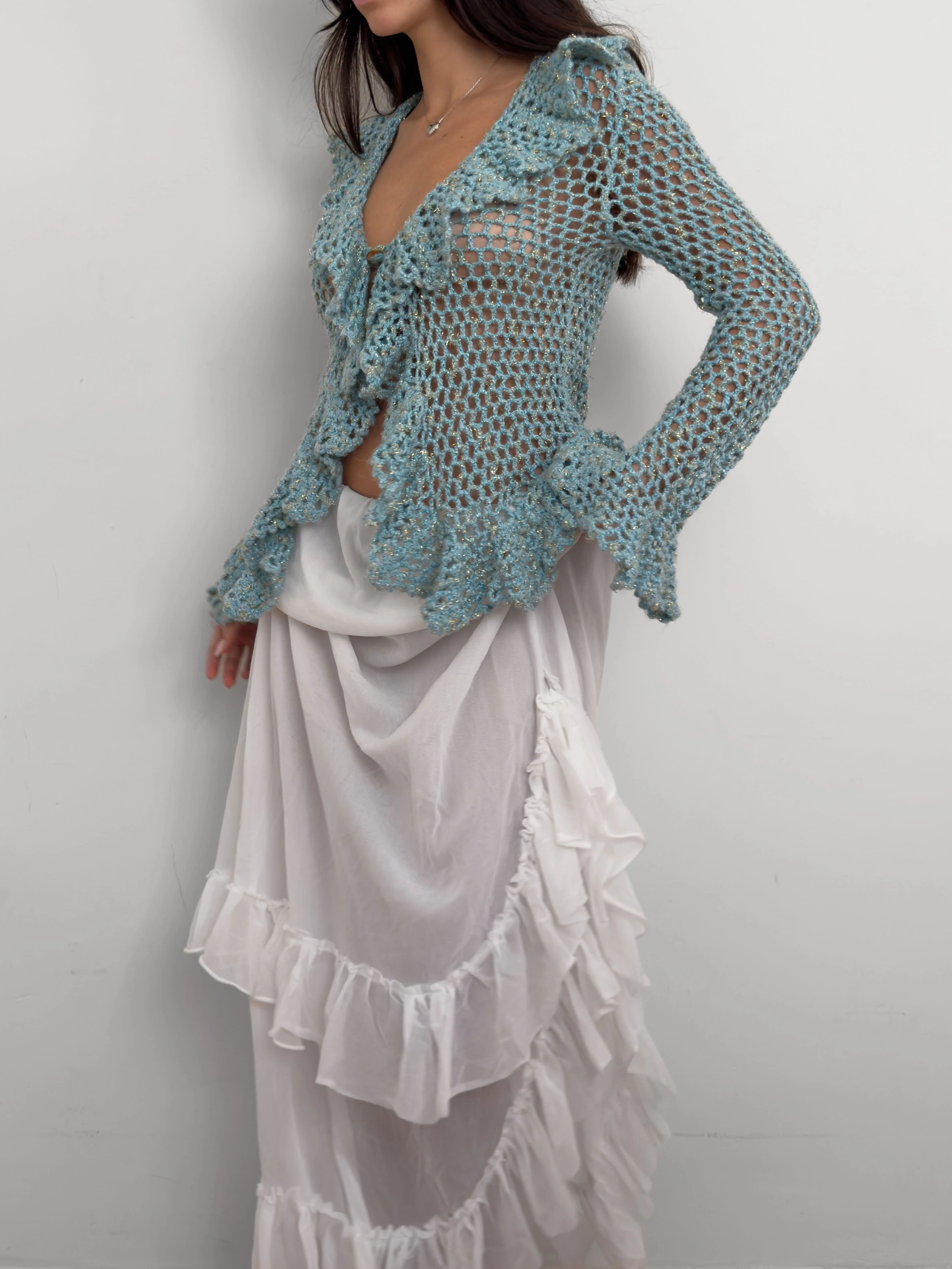 Fırfırlı Örgü Hırka