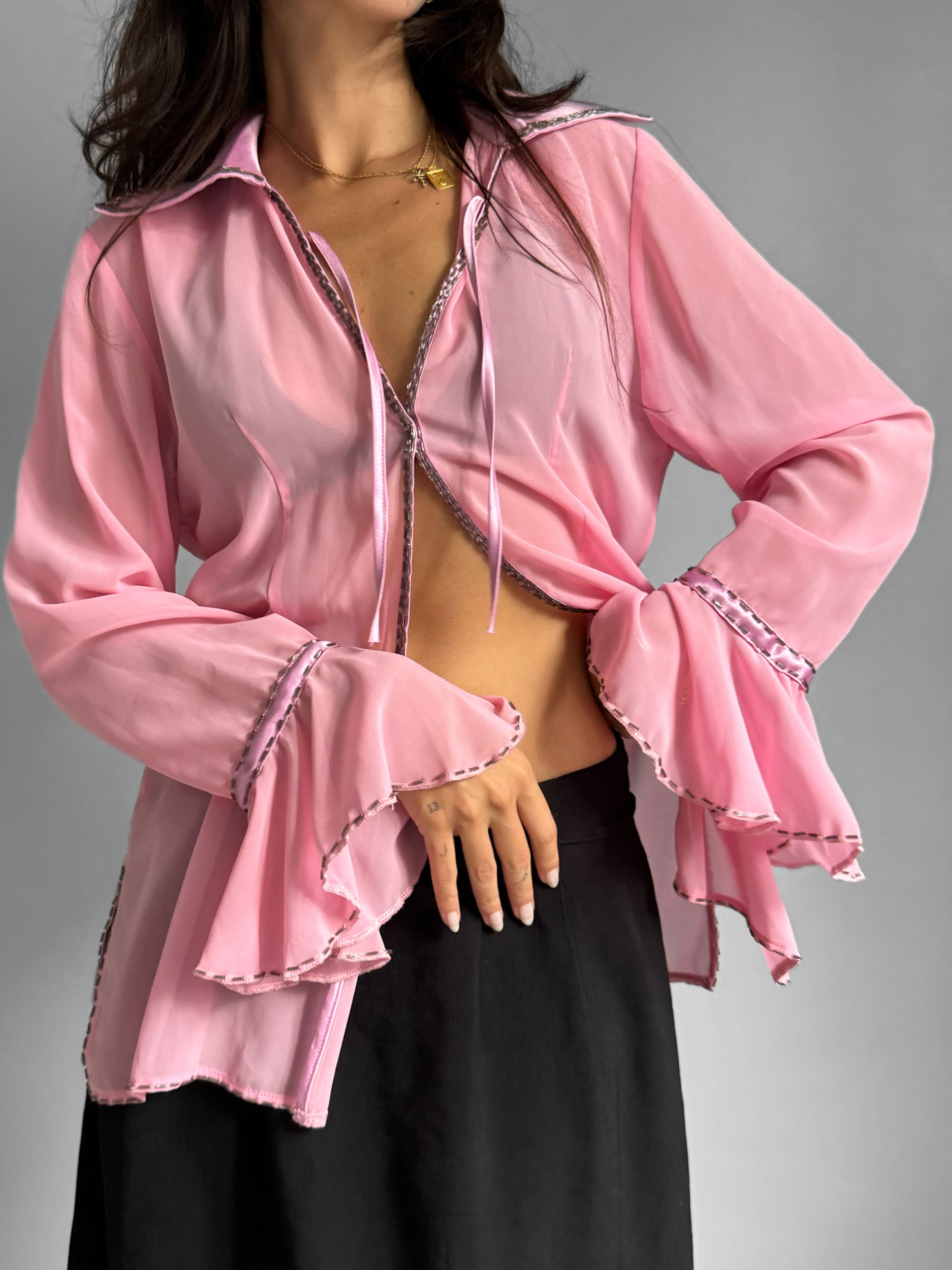 Pembe Şifon Bluz