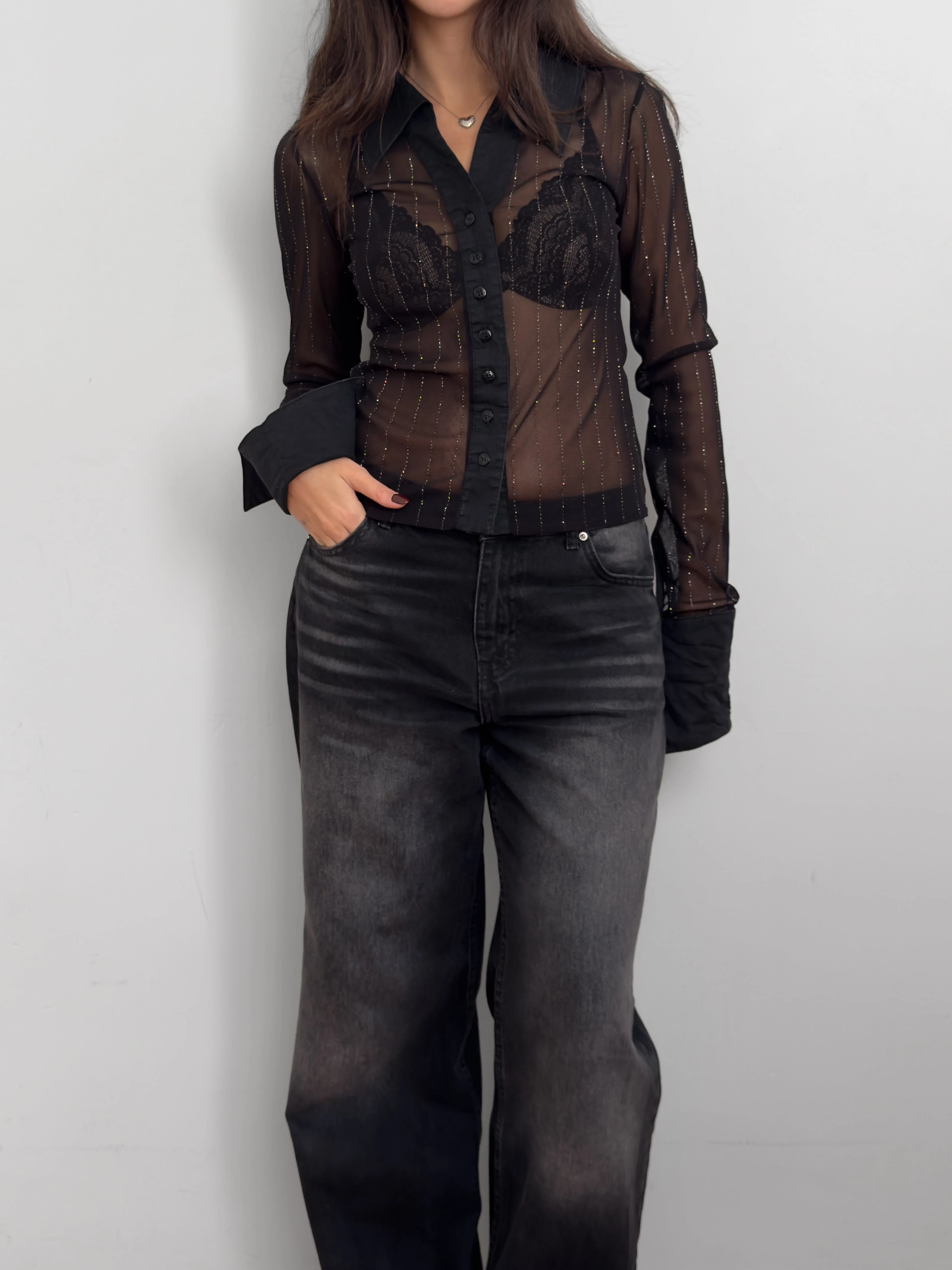 Işıltılı Tül Gömlek