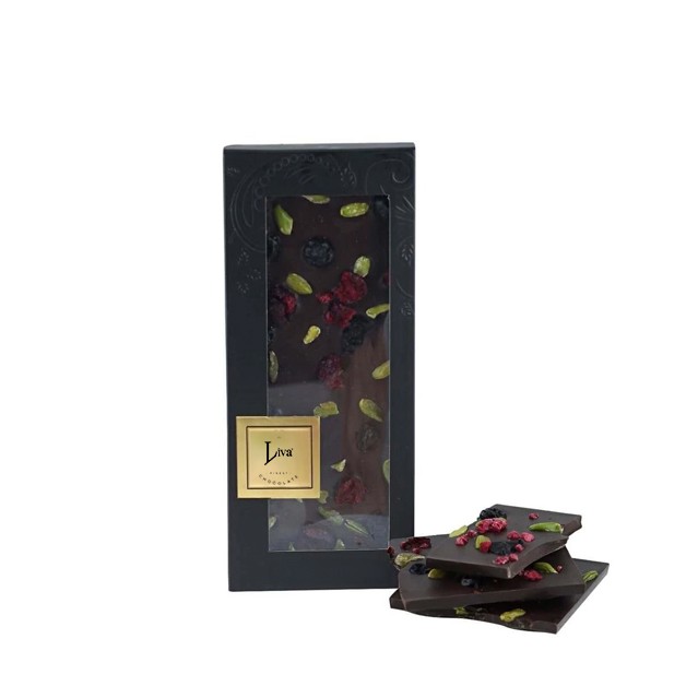 Yaban Mersini-Frambuaz-Antep Fıstığı Çikolata Rüyası Bitter Tablet Çikolata 110g