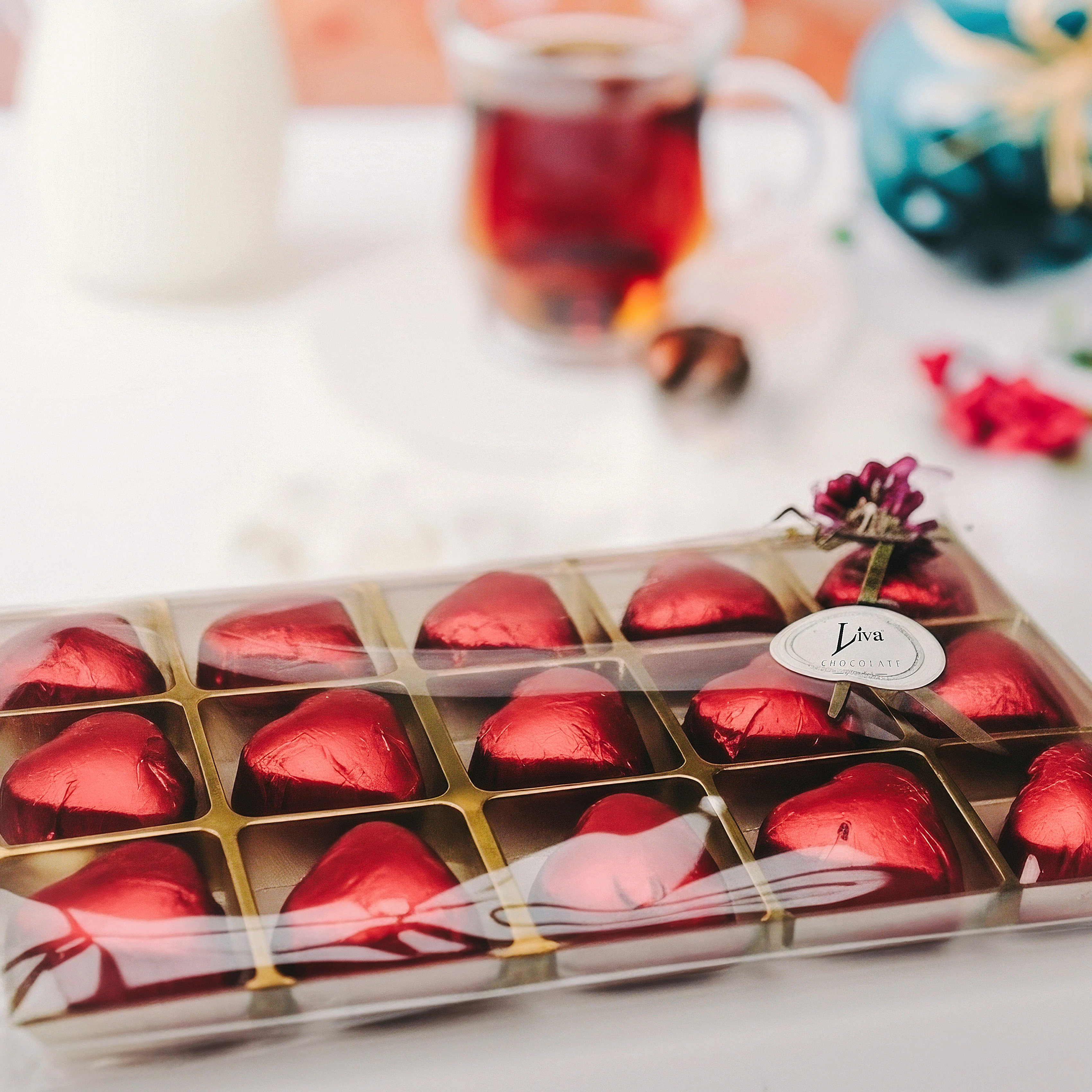 Dökme Kalp Yaldızlı Çikolata