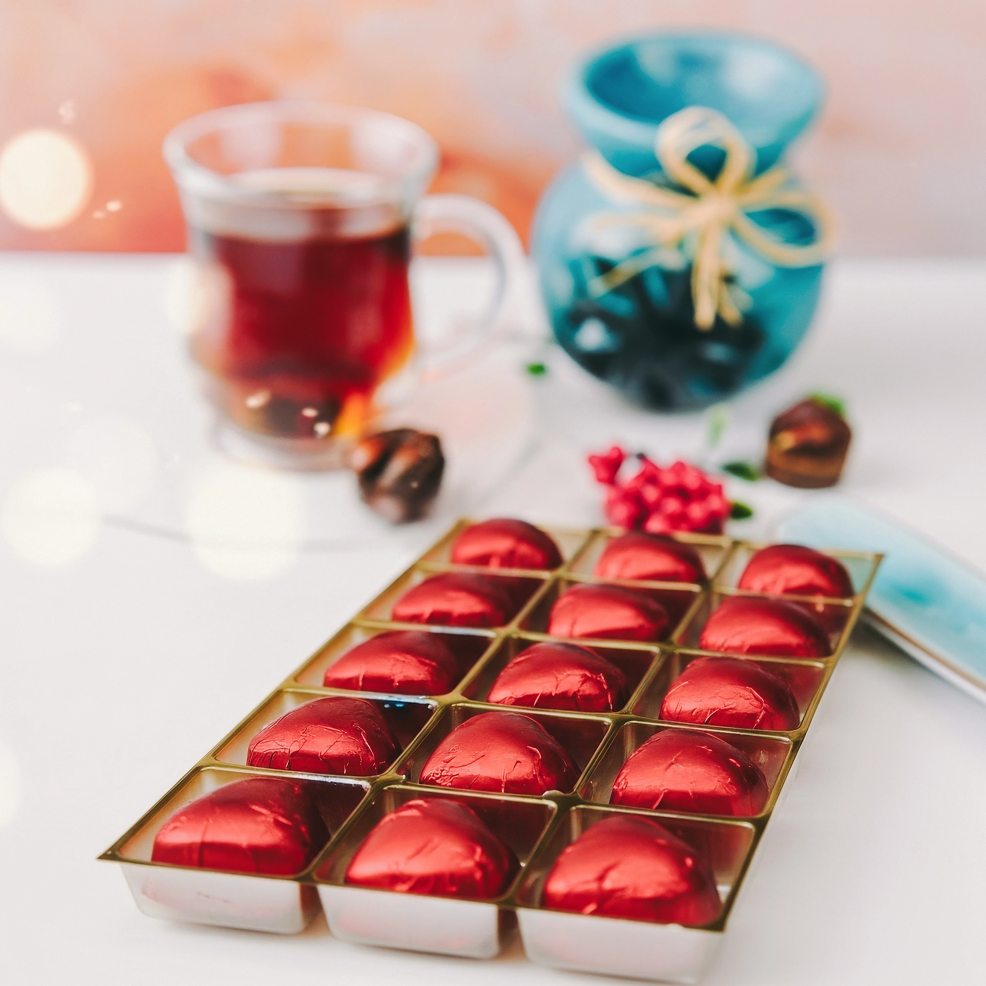 Dökme Kalp Yaldızlı Çikolata