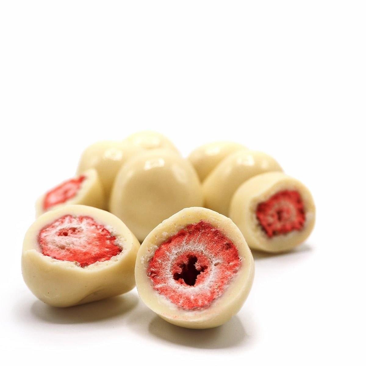 Beyaz Çikolata Kaplı Kurutulmuş Çilek Draje 80g