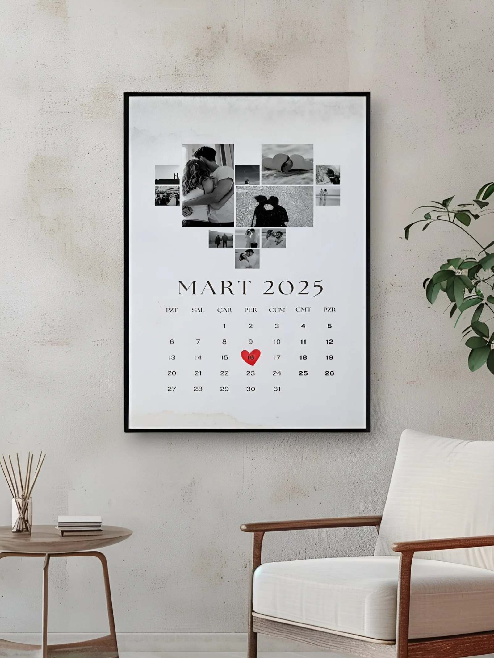 Sevgiliye Kolaj Tasarım Tarihli Anı Çerçevesi