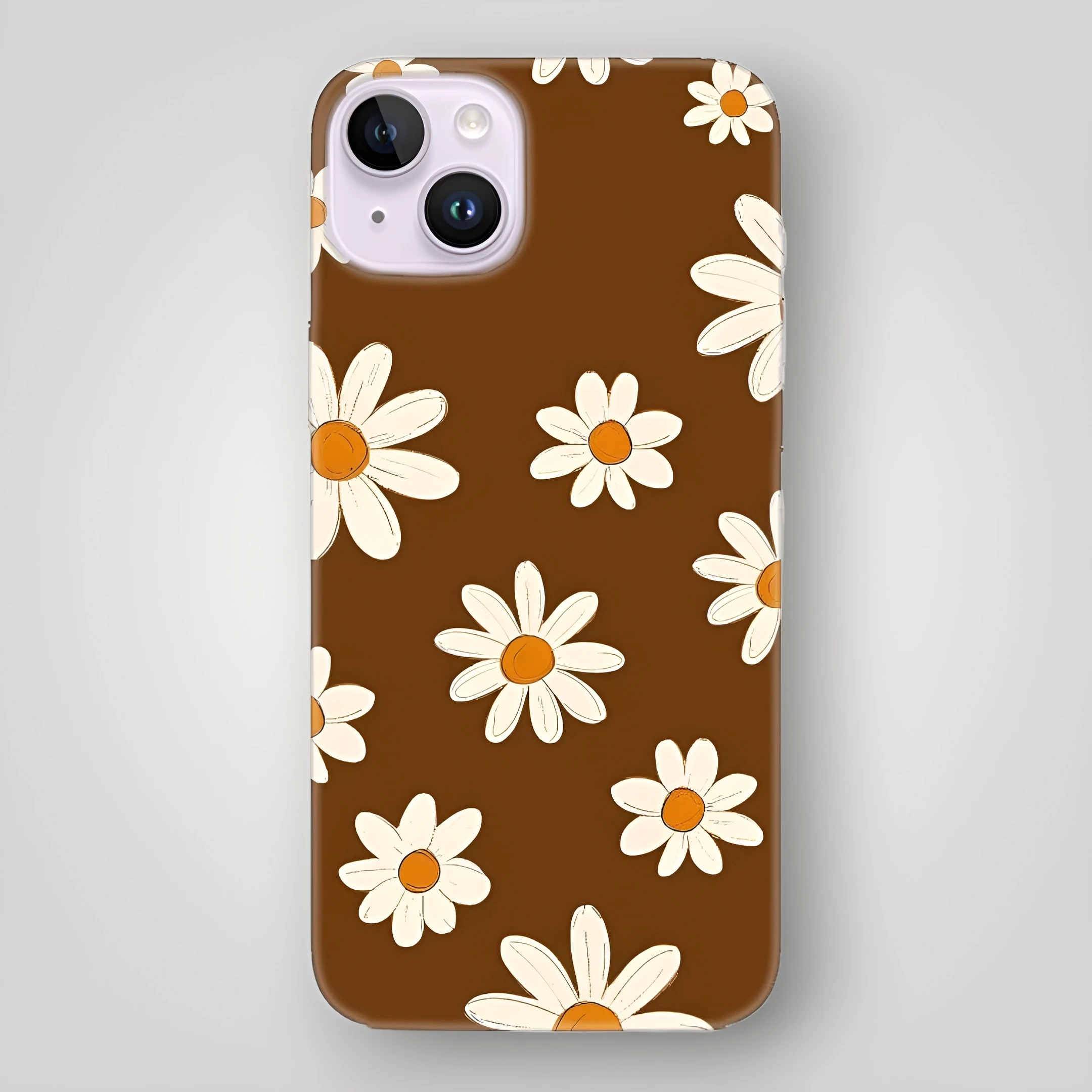 Kahverengi Papatyalar Desenli Kılıf 