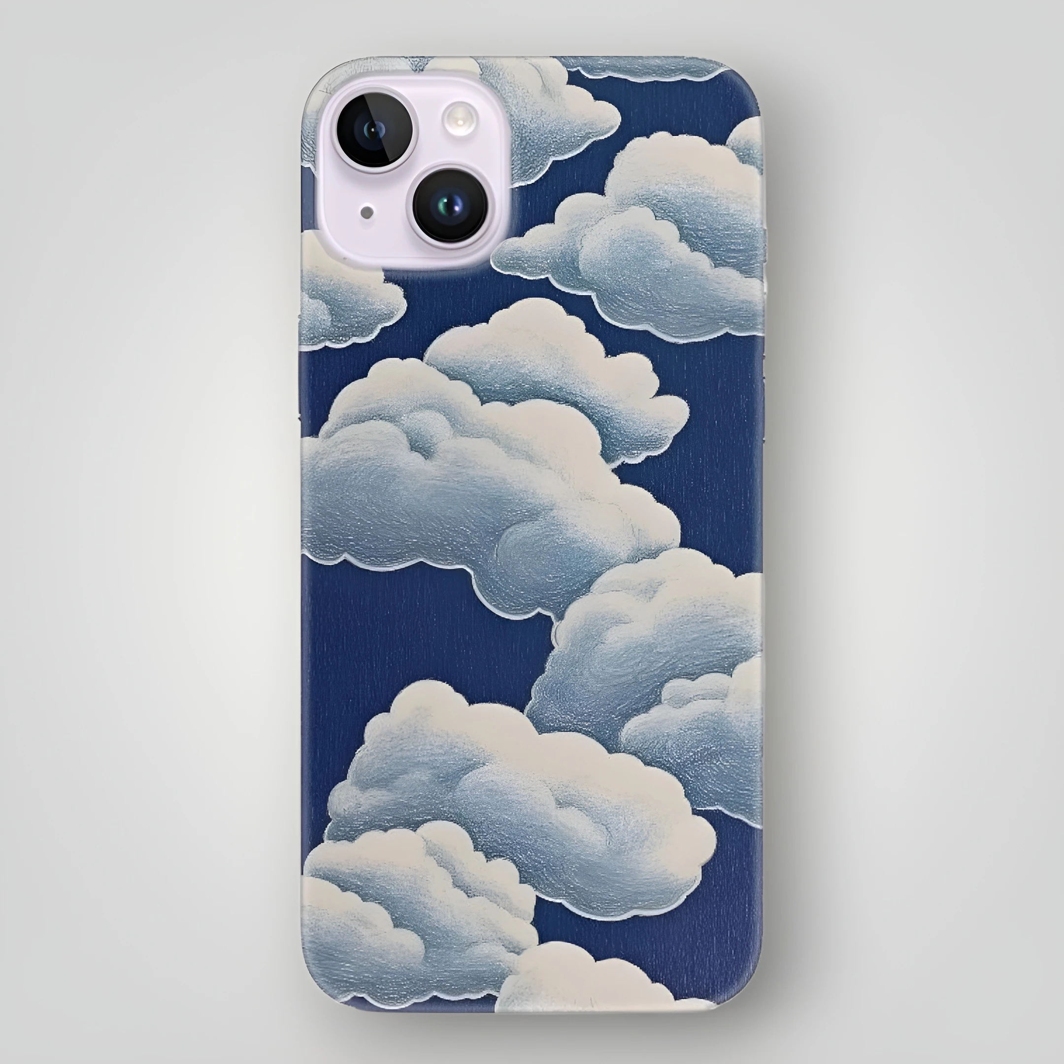 Beyaz Bulutlar Desenli Kılıf 