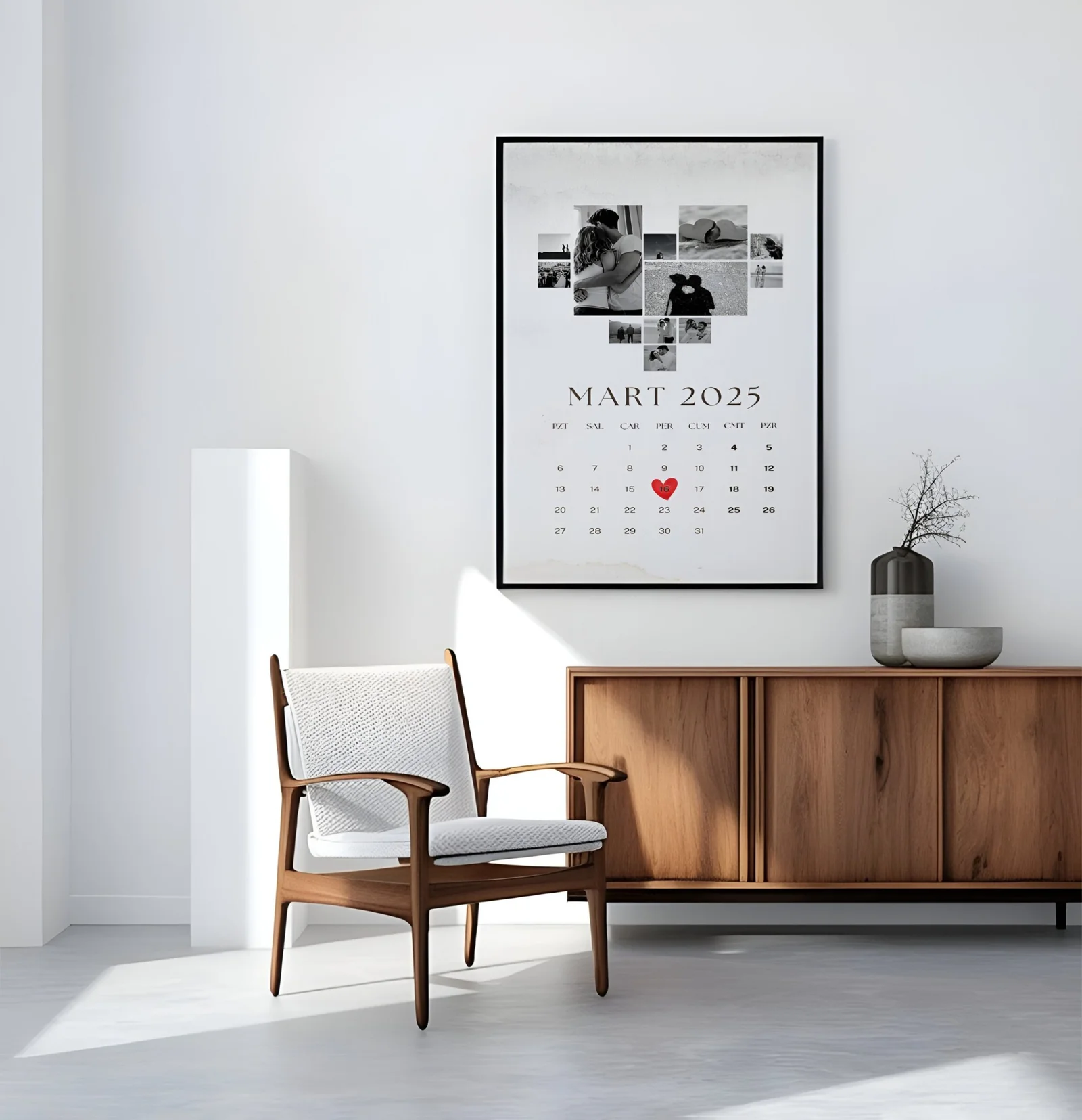 Sevgiliye Kolaj Tasarım Tarihli Anı Çerçevesi