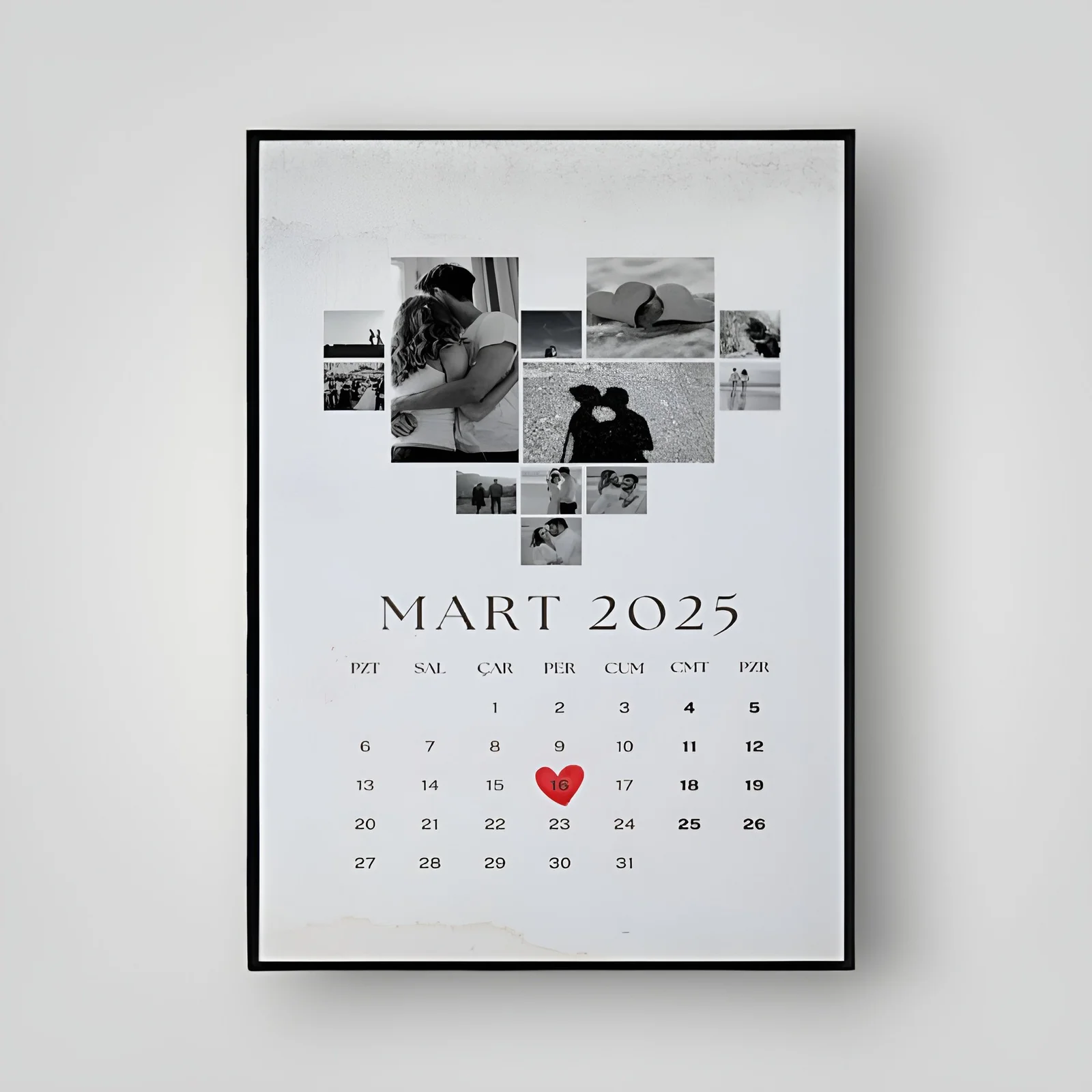 Sevgiliye Kolaj Tasarım Tarihli Anı Çerçevesi