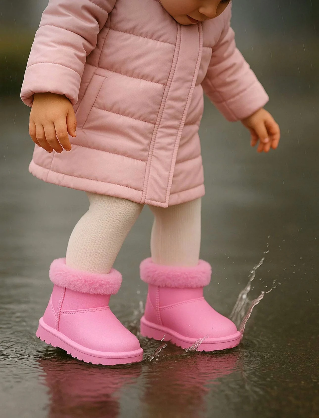 Kız Çocuk Yağmur Botu, Su Geçirmez Bot, Çocuk Hafif Tabanlı Bot, Yağmur Çizmesi - pembe