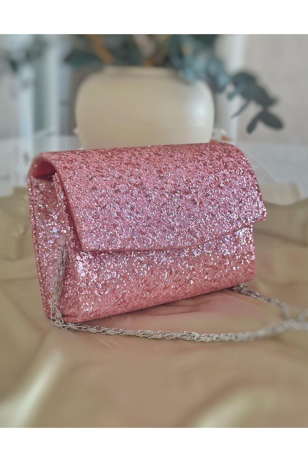 Abiye El Ve Omuz Çantası, Çocuk Ve Kadın Abiye Çanta - pembe pullu