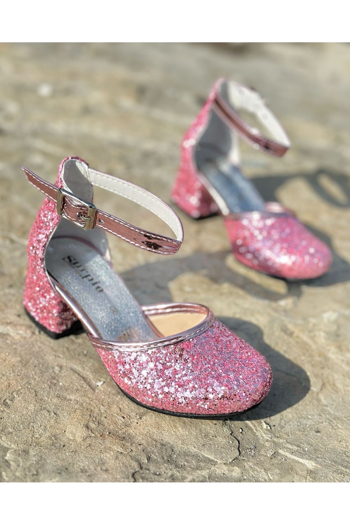 Çocuk Topuklu Ayakkabı, Çocuk Kısa Topuklu Ayakkabı - pembe